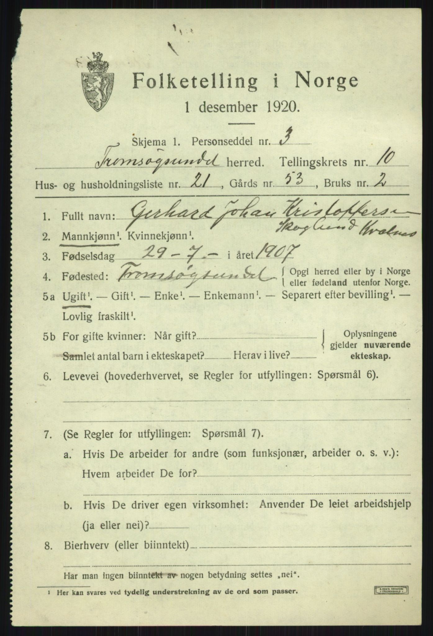 SATØ, Folketelling 1920 for 1934 Tromsøysund herred, 1920, s. 7214