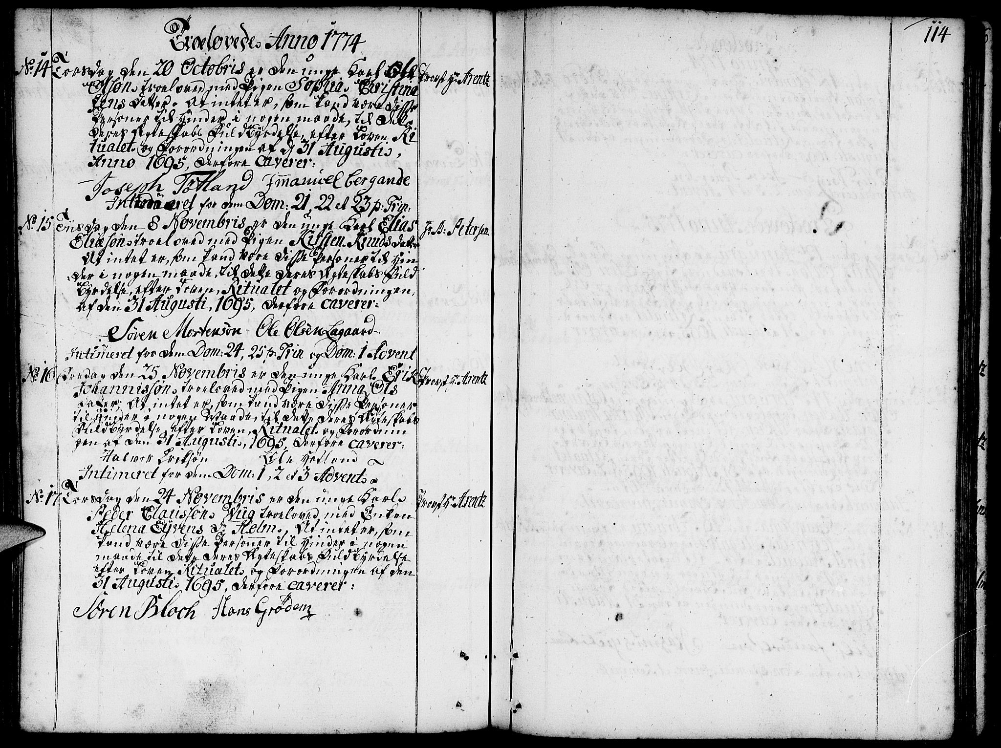 Domkirken sokneprestkontor, SAST/A-101812/001/30/30BA/L0004: Ministerialbok nr. A 4, 1744-1782, s. 114