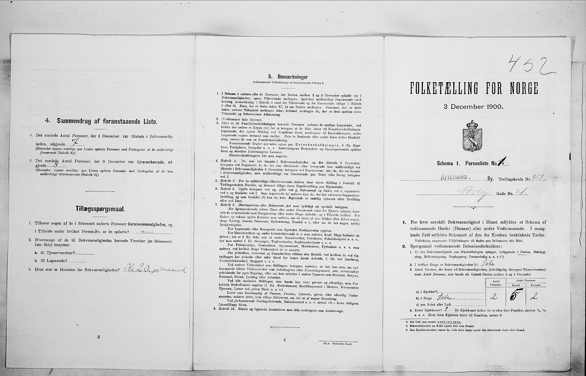 SAO, Folketelling 1900 for 0301 Kristiania kjøpstad, 1900, s. 65208