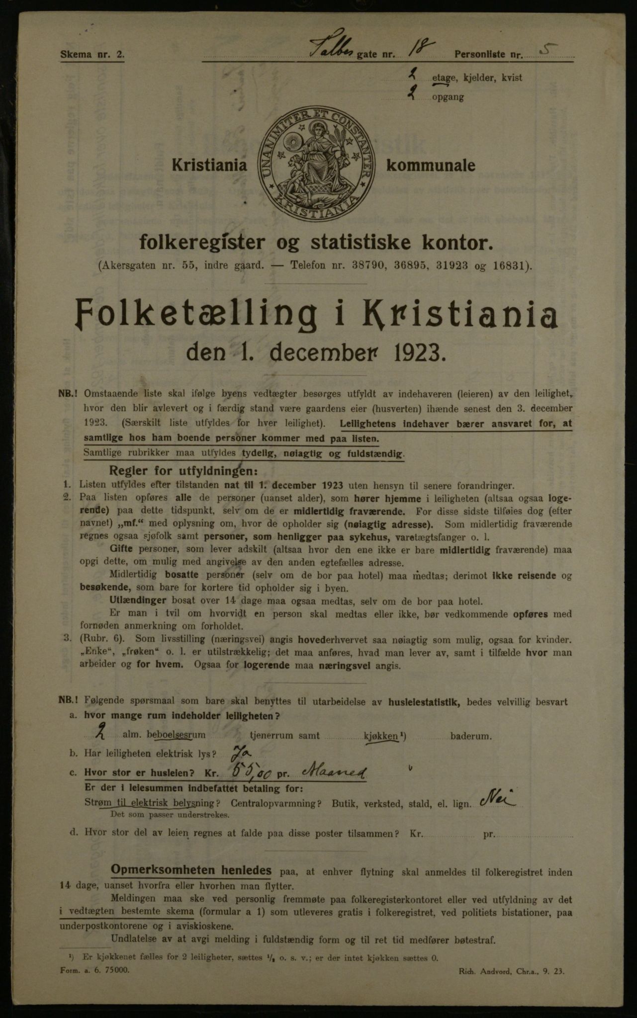 OBA, Kommunal folketelling 1.12.1923 for Kristiania, 1923, s. 26237