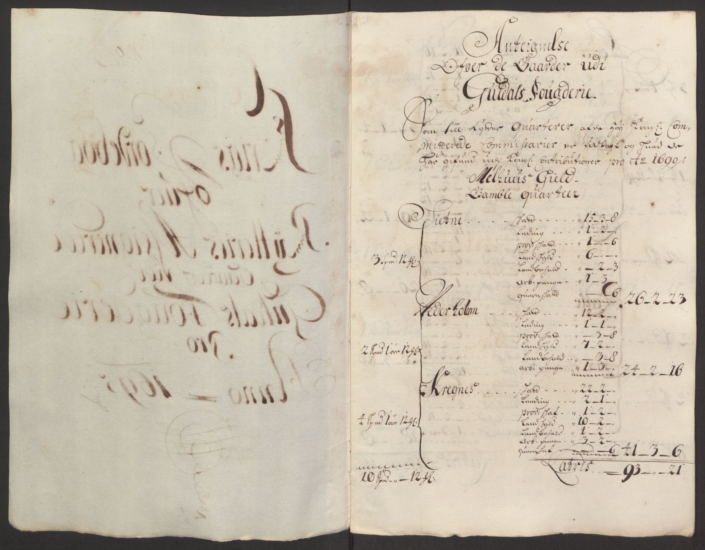 Rentekammeret inntil 1814, Reviderte regnskaper, Fogderegnskap, RA/EA-4092/R60/L3945: Fogderegnskap Orkdal og Gauldal, 1695, s. 404