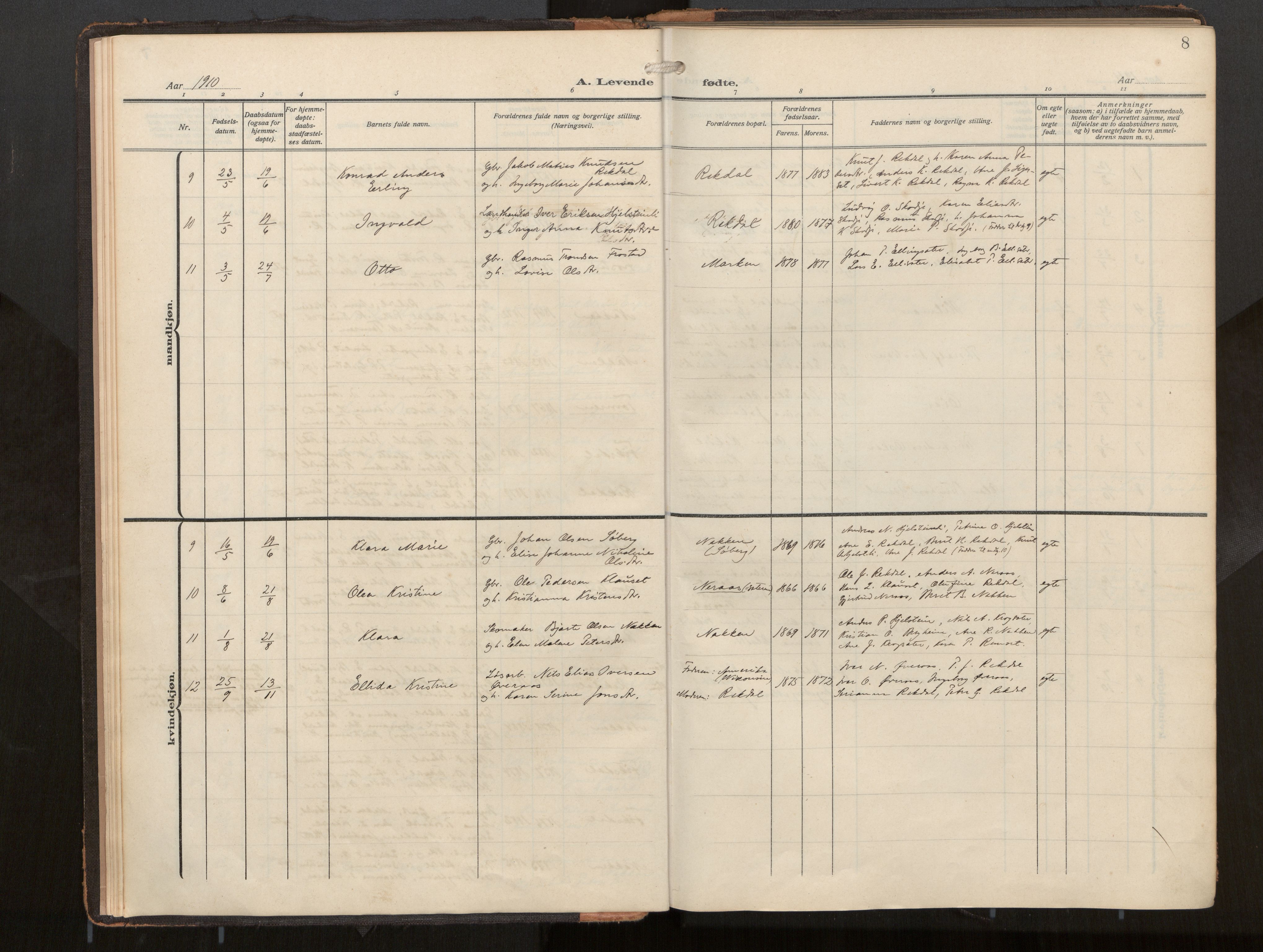 Ministerialprotokoller, klokkerbøker og fødselsregistre - Møre og Romsdal, AV/SAT-A-1454/540/L0540b: Ministerialbok nr. 540A03, 1909-1932, s. 8