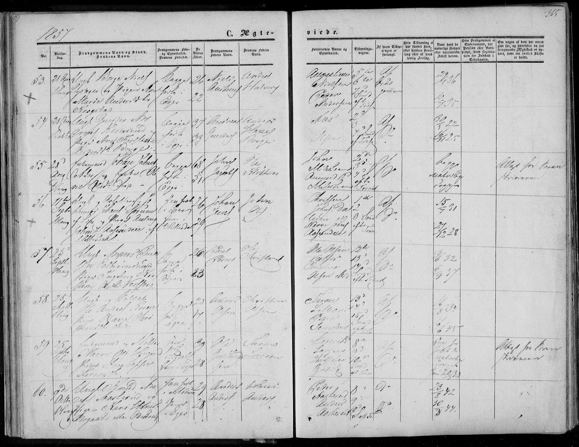 Eiker kirkebøker, AV/SAKO-A-4/F/Fa/L0015b: Ministerialbok nr. I 15B, 1854-1860, s. 365