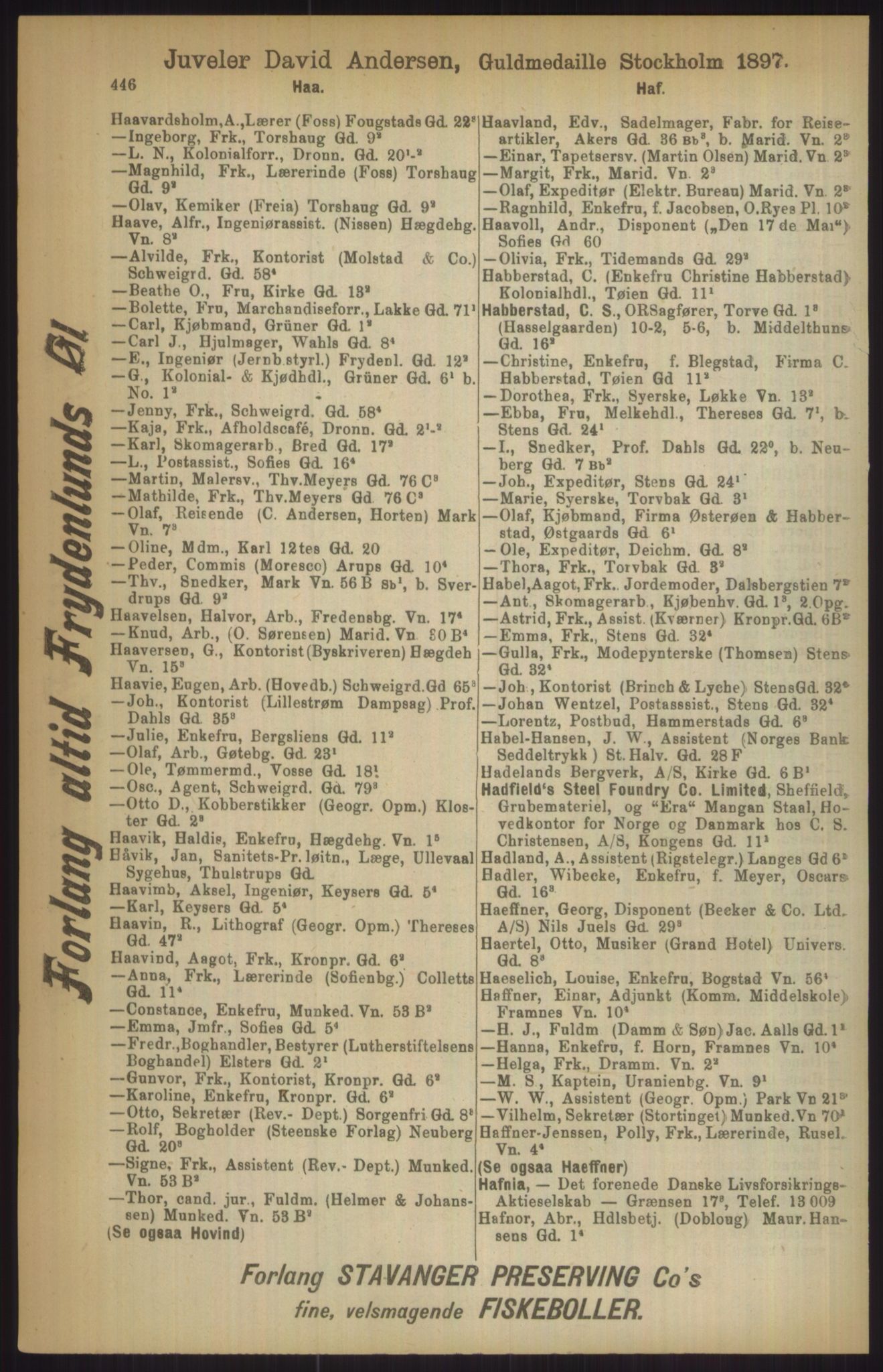 Kristiania/Oslo adressebok, PUBL/-, 1911, s. 446