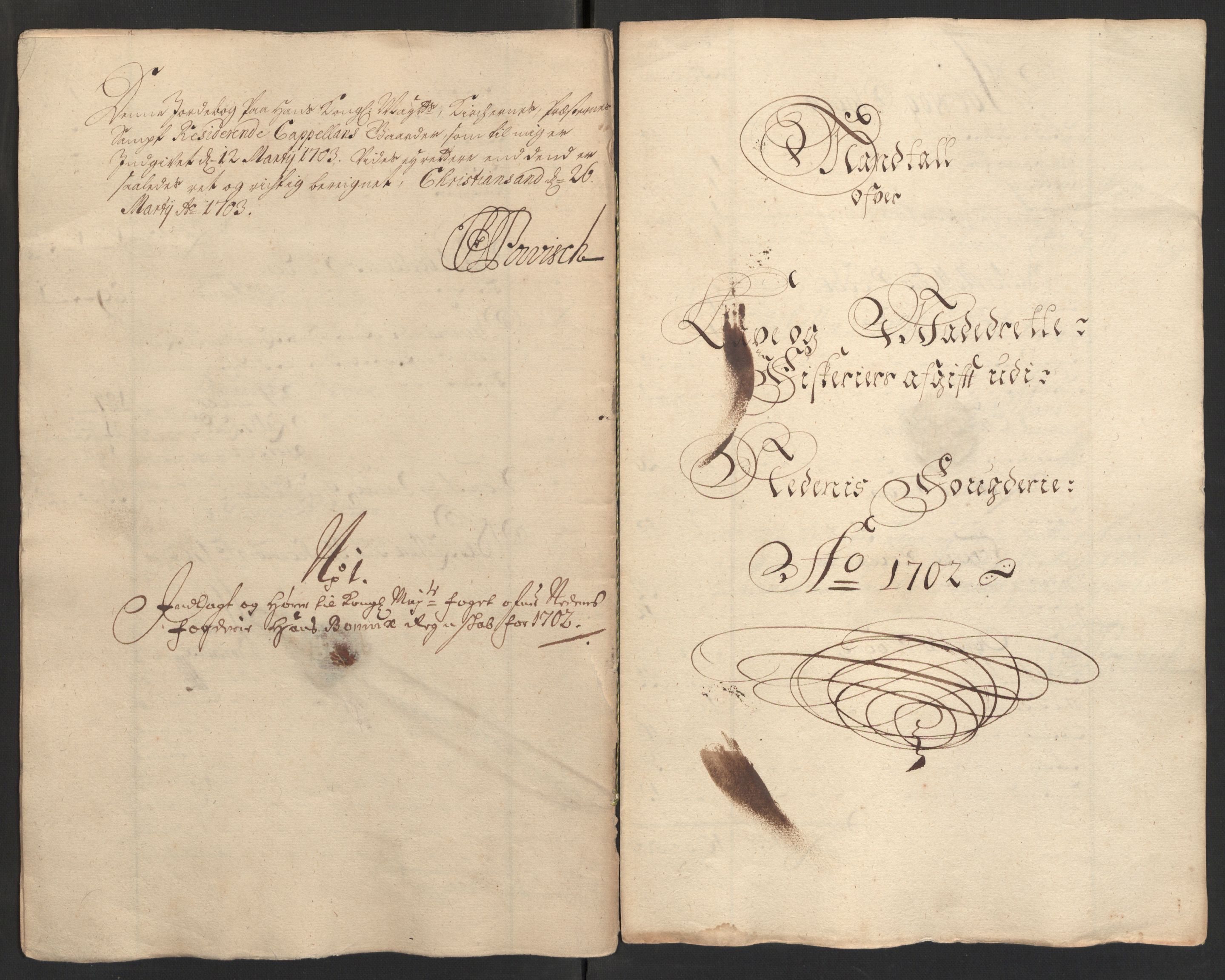 Rentekammeret inntil 1814, Reviderte regnskaper, Fogderegnskap, RA/EA-4092/R39/L2316: Fogderegnskap Nedenes, 1702-1703, s. 27