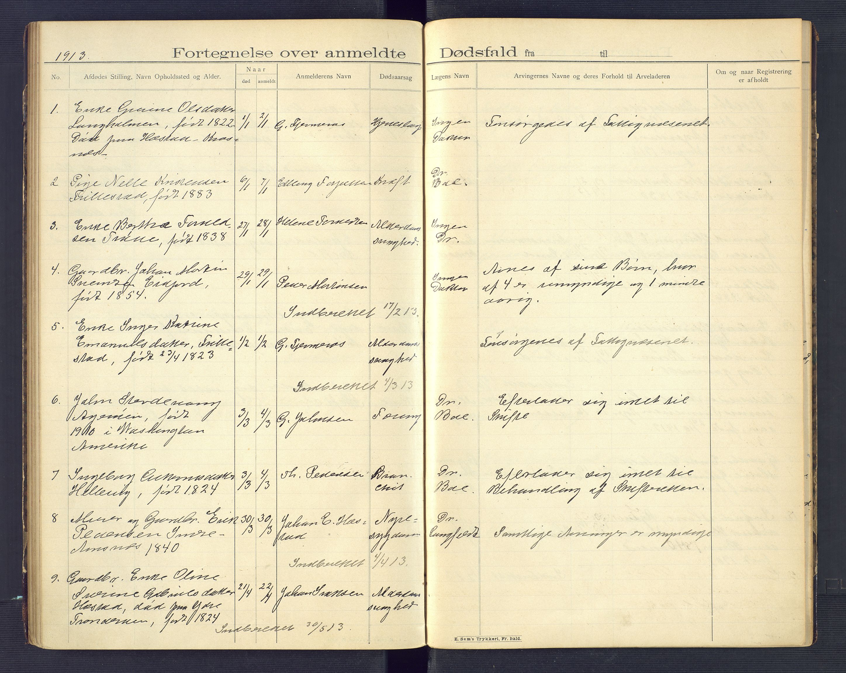 Høvåg lensmannskontor, SAK/1241-0024/F/Fe/L0040: Protokoll over anmeldte dødsfall, 1900-1916