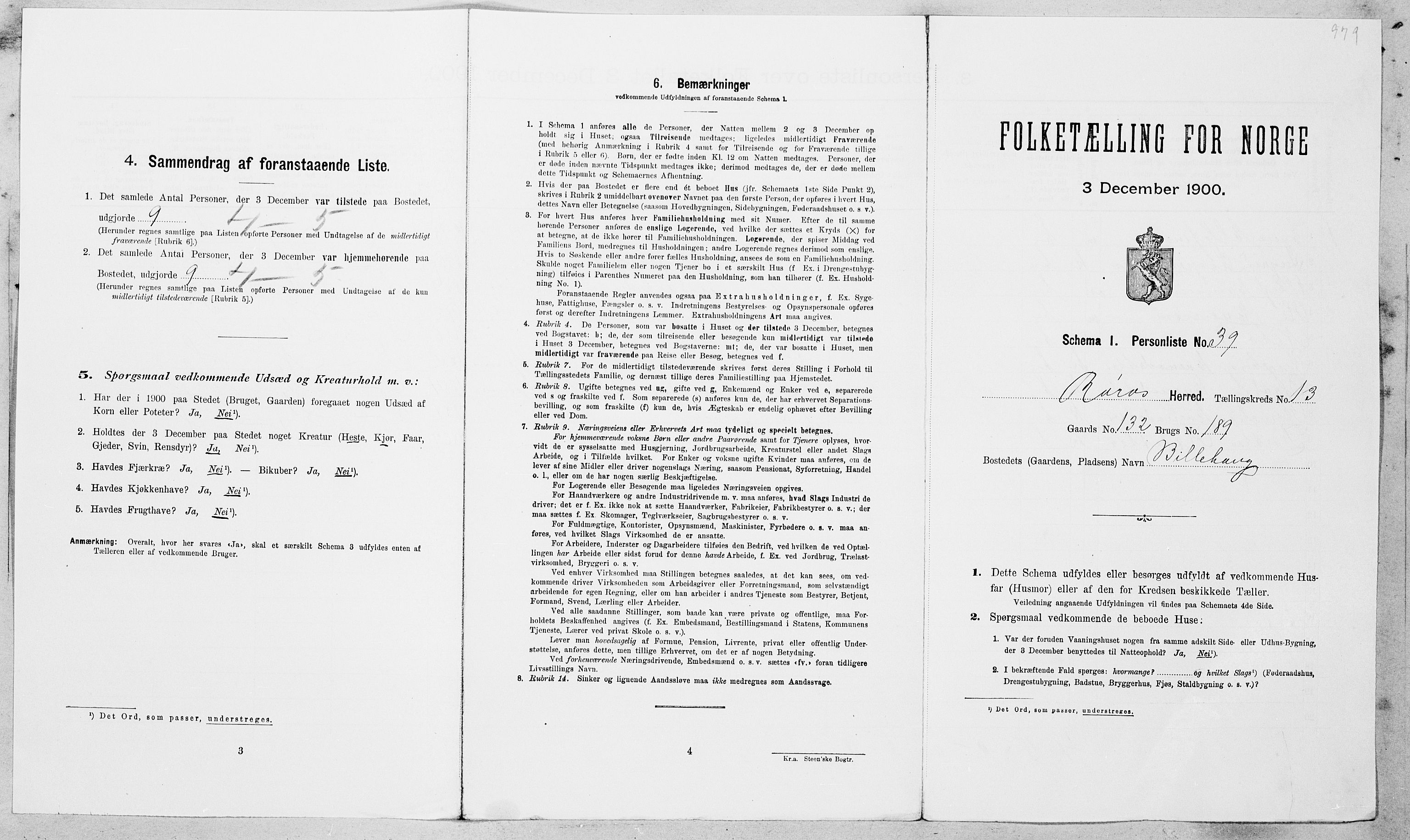 SAT, Folketelling 1900 for 1640 Røros herred, 1900, s. 1458