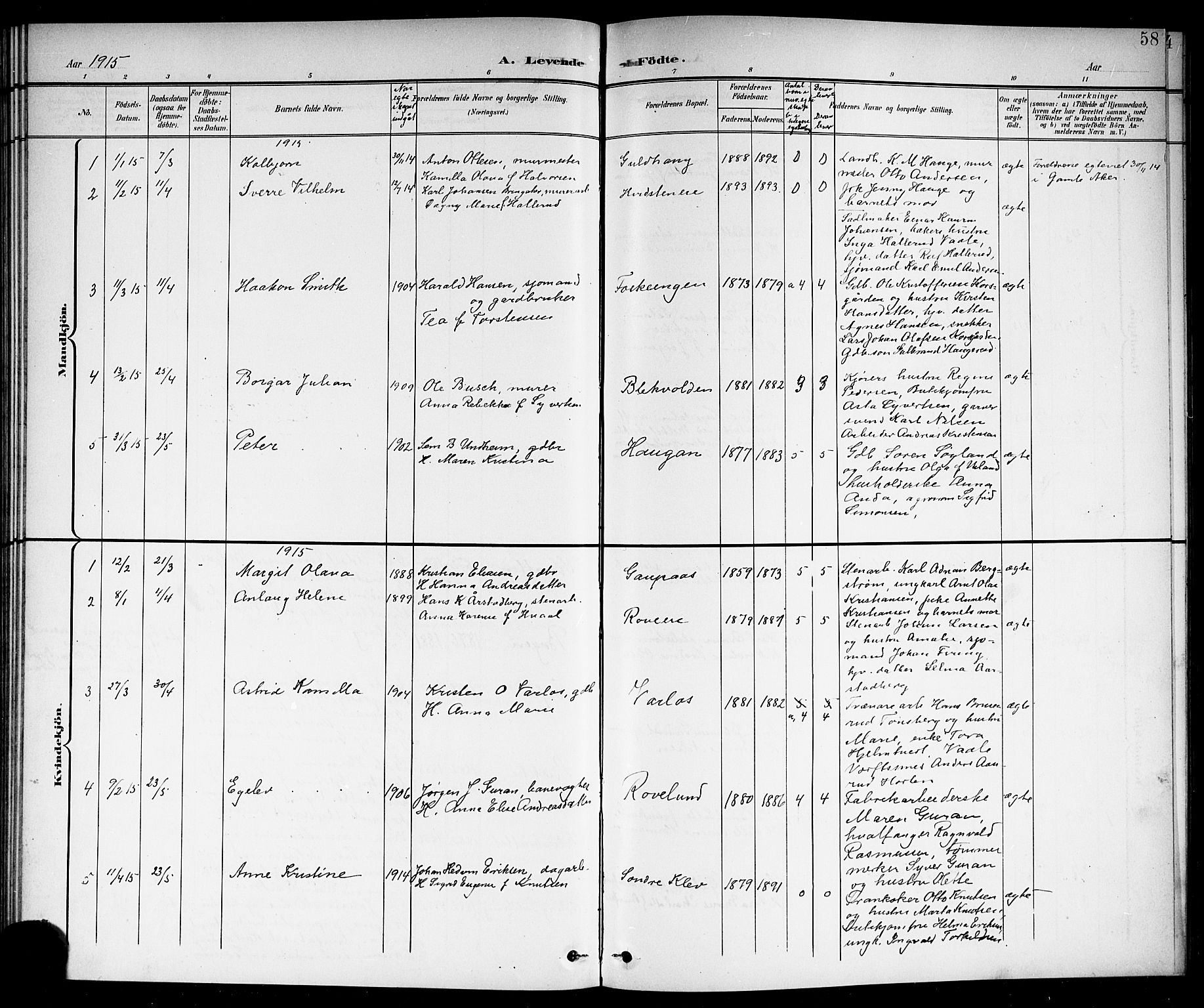 Botne kirkebøker, AV/SAKO-A-340/G/Ga/L0004: Klokkerbok nr. I 4, 1899-1915, s. 58