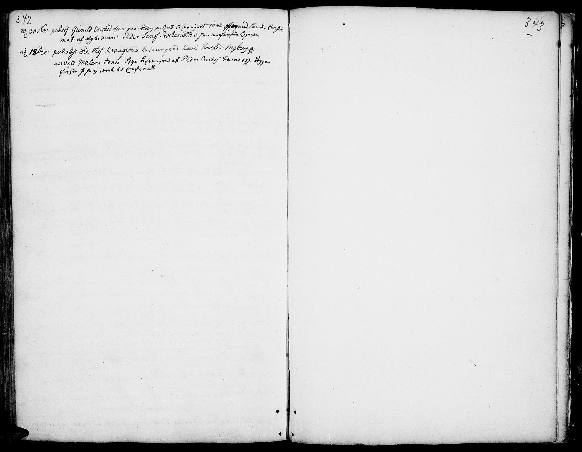 Ringsaker prestekontor, AV/SAH-PREST-014/K/Ka/L0001: Ministerialbok nr. 1, 1734-1746, s. 342-343