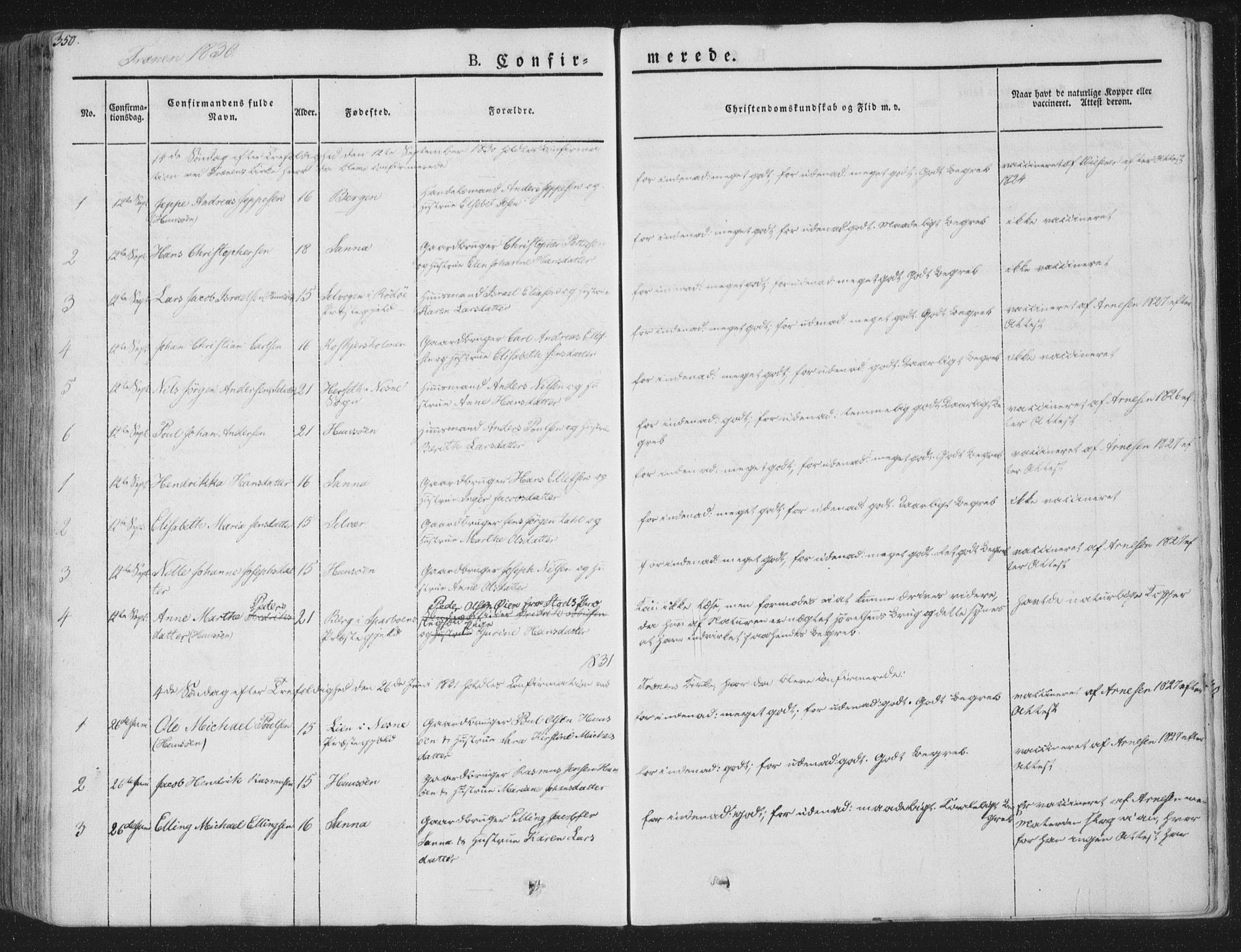 Ministerialprotokoller, klokkerbøker og fødselsregistre - Nordland, SAT/A-1459/839/L0565: Ministerialbok nr. 839A02, 1825-1862, s. 350