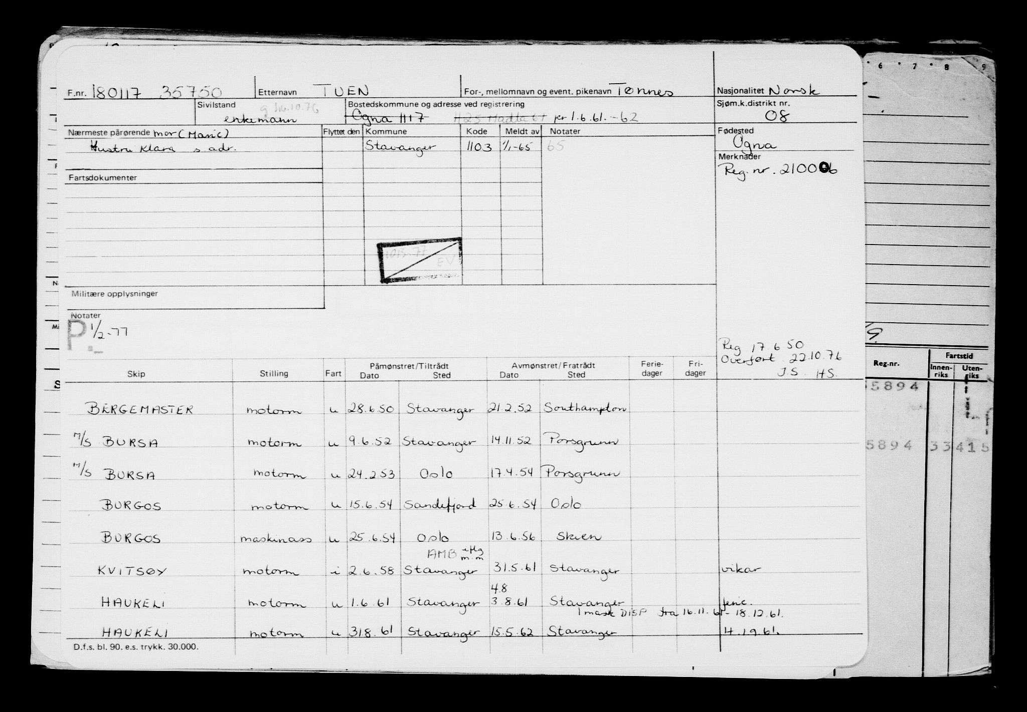 Direktoratet for sjømenn, AV/RA-S-3545/G/Gb/L0145: Hovedkort, 1917, s. 350