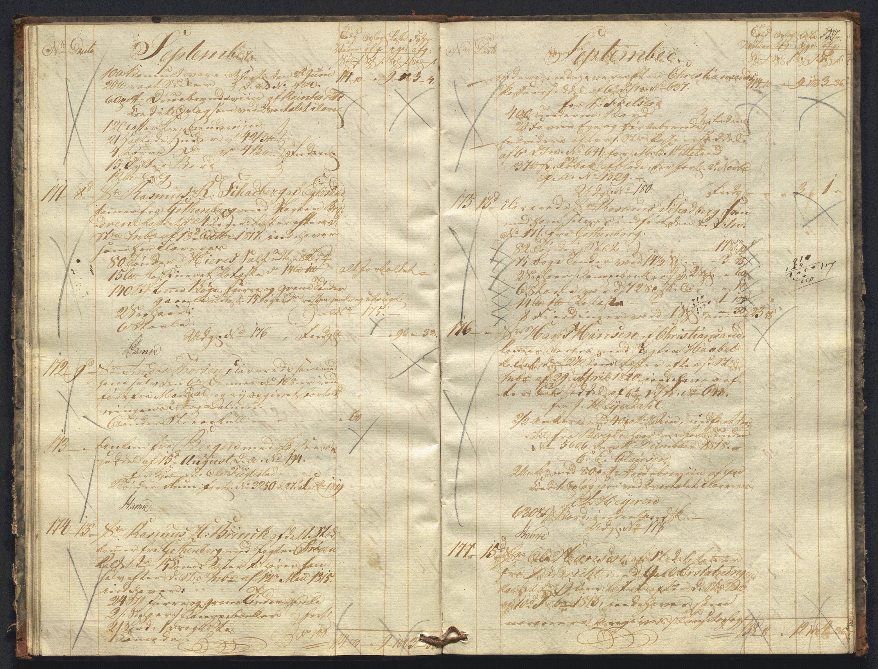 Revisjonsdepartementet, 2. revisjonskontor, AV/RA-S-1115/E/E010/L0060: Egersund: Tollbok, 1820, s. 26b-27a