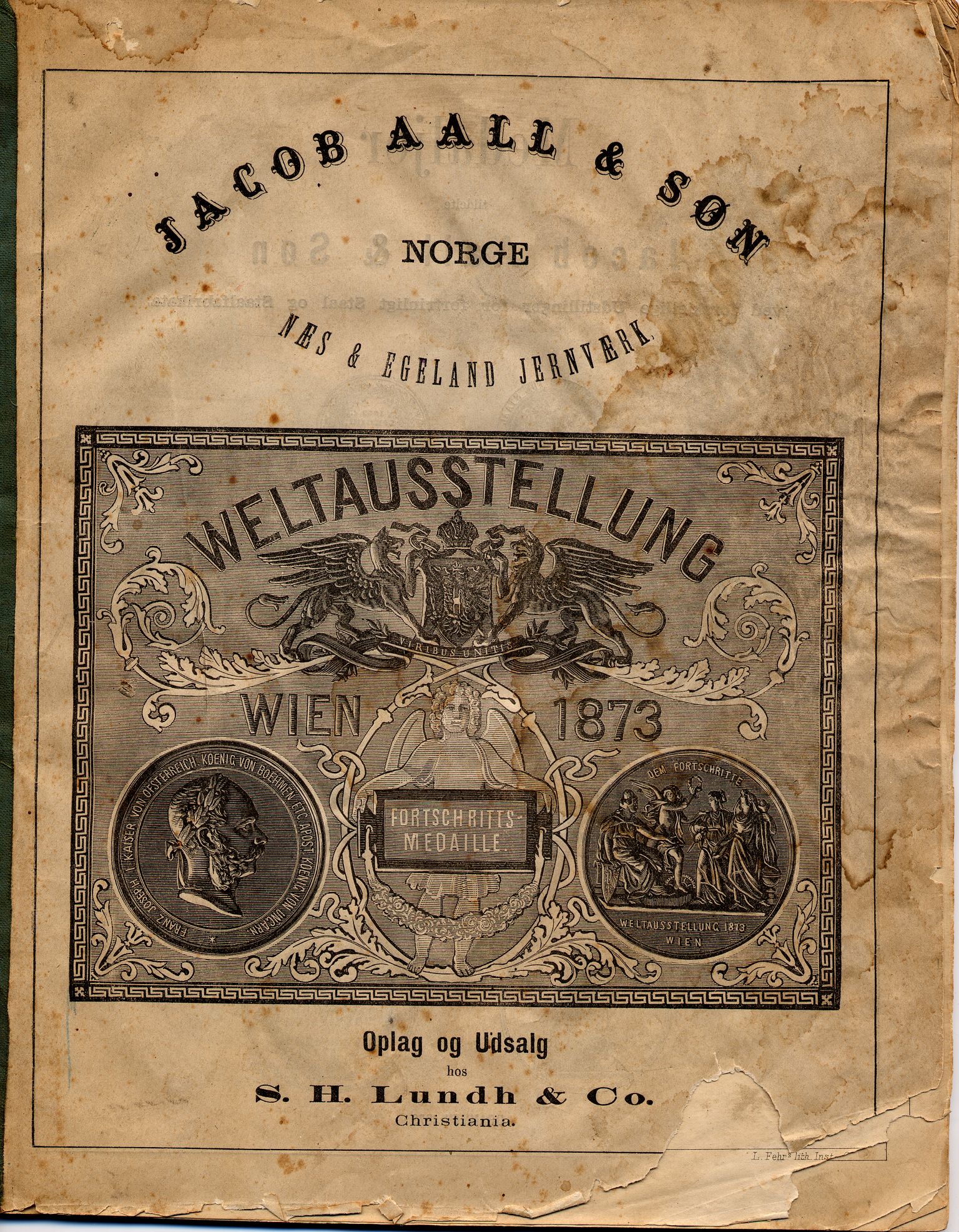 Næs Jernverksmuseets samling av historiske ovnskataloger, NESJ/NJM-006/01/L0023: Jacob Aall & Søn Næs & Egeland Jernverk, 1873