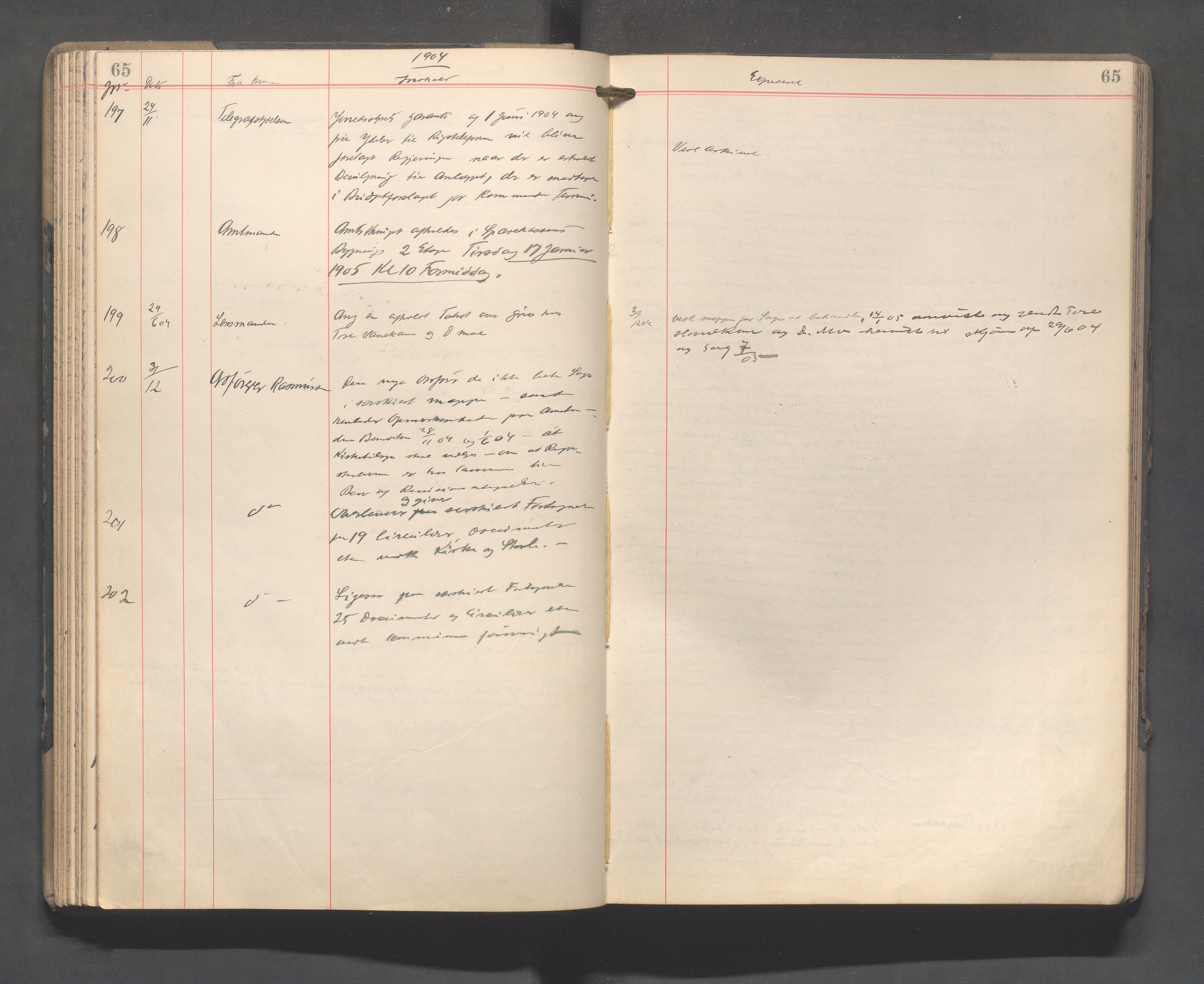 Sand kommune - Formannskapet, IKAR/K-102092/C/Ca/L0002: Brevjournal, 1902-1910, s. 65
