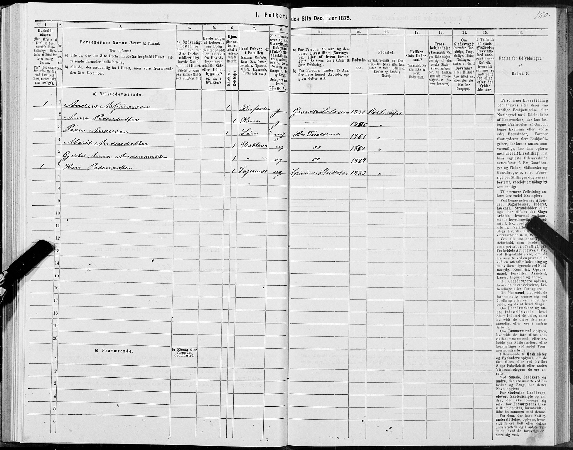 SAT, Folketelling 1875 for 1543P Nesset prestegjeld, 1875, s. 1150