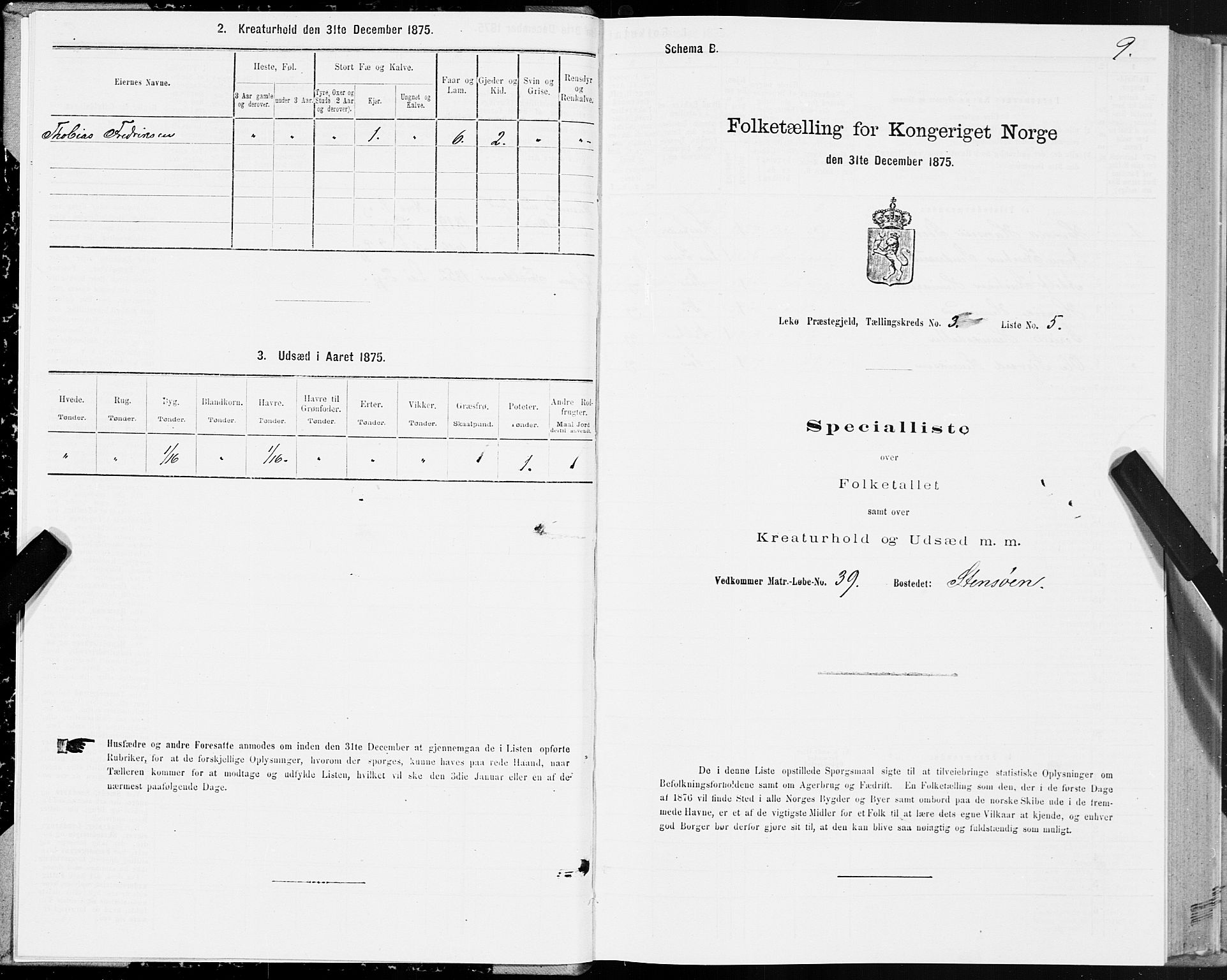 SAT, Folketelling 1875 for 1755P Leka prestegjeld, 1875, s. 2009