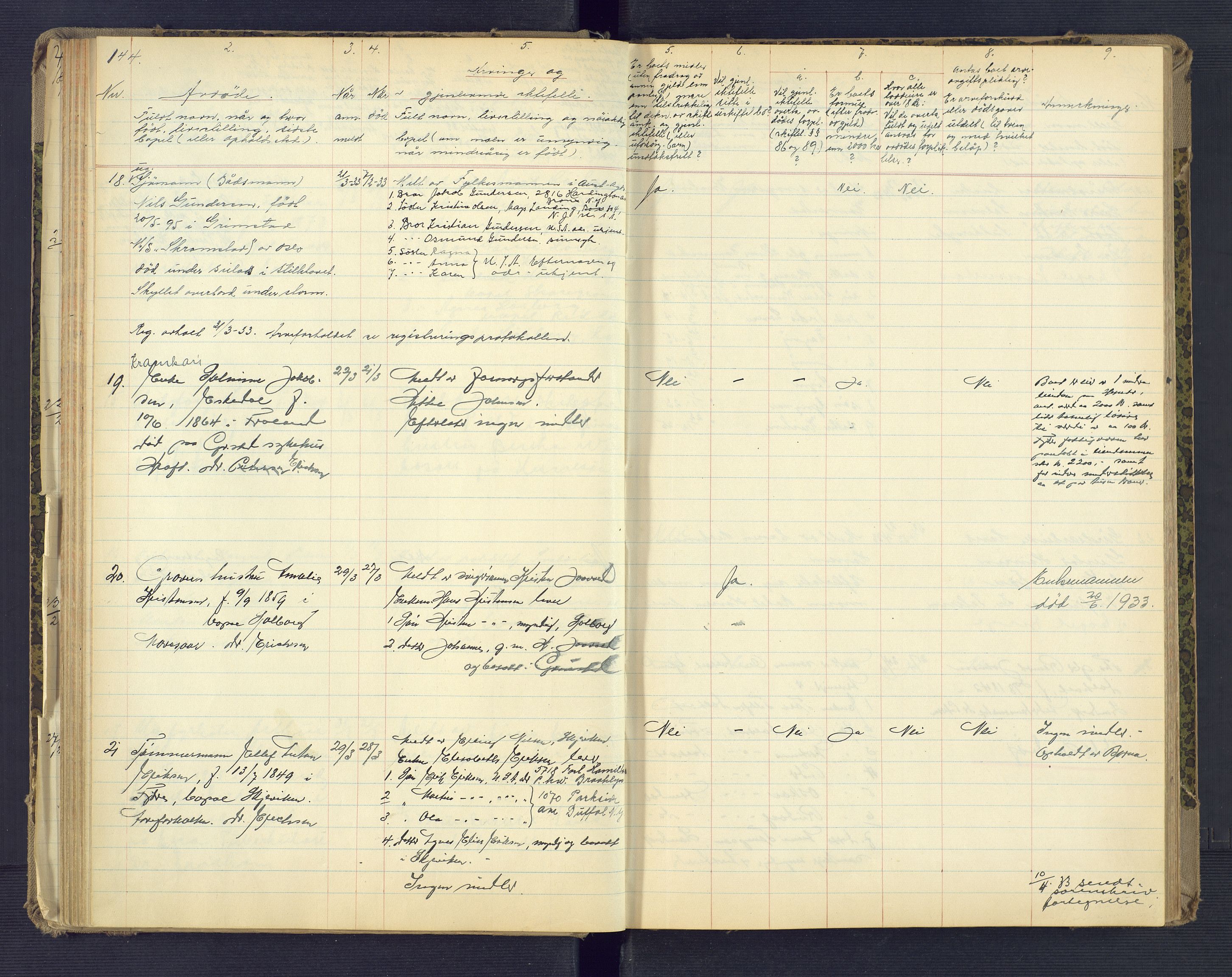 Landvik og Fjære lensmannskontor, AV/SAK-1241-0027/F/Fe/L0003: Anmeldte dødsfall nr 32, 1926-1935, s. 144