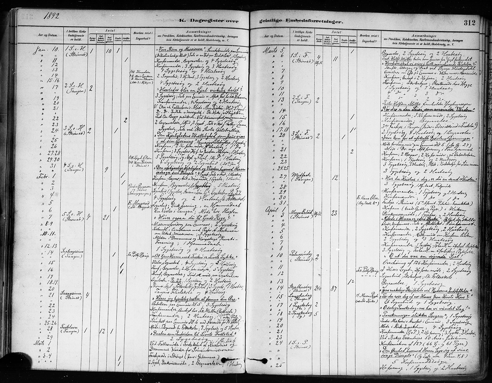 Strømsø kirkebøker, AV/SAKO-A-246/F/Fa/L0022: Ministerialbok nr. I 22, 1879-1899, s. 312