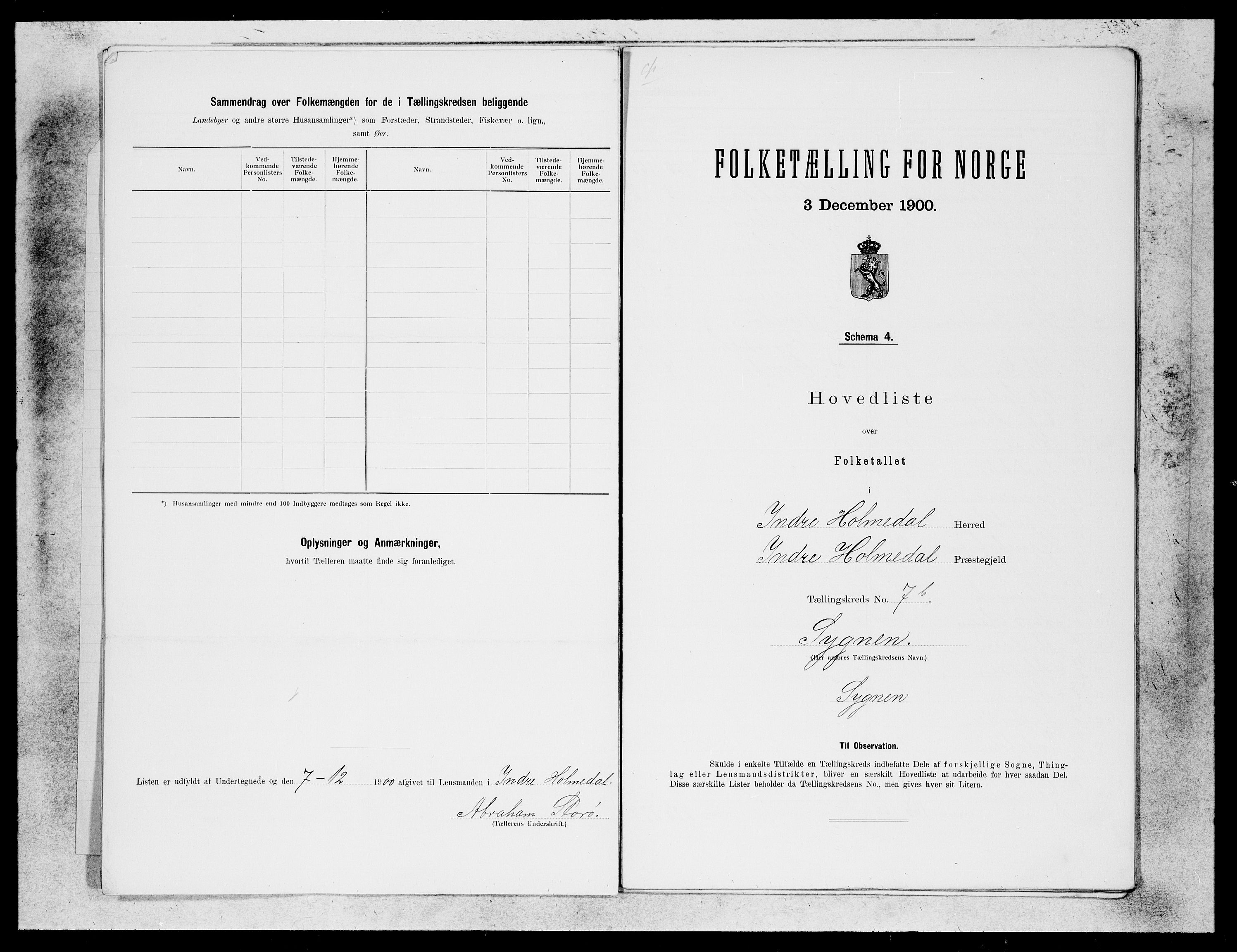 SAB, Folketelling 1900 for 1430 Indre Holmedal herred, 1900, s. 15