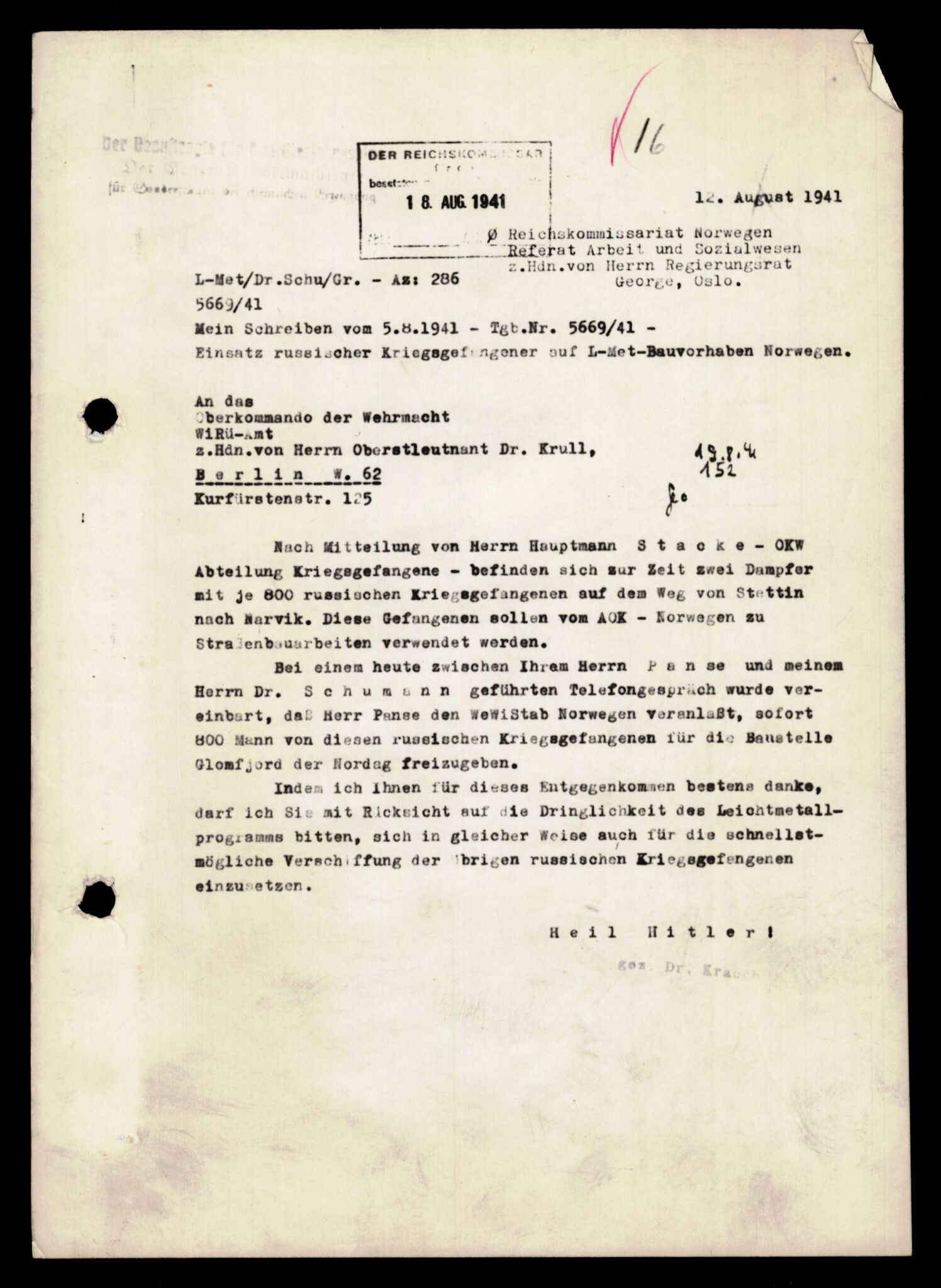 Forsvarets Overkommando. 2 kontor. Arkiv 11.4. Spredte tyske arkivsaker, AV/RA-RAFA-7031/D/Dar/Darb/L0011: Reichskommissariat - Hauptabteilung Volkswirtschaft, 1941-1944, s. 12