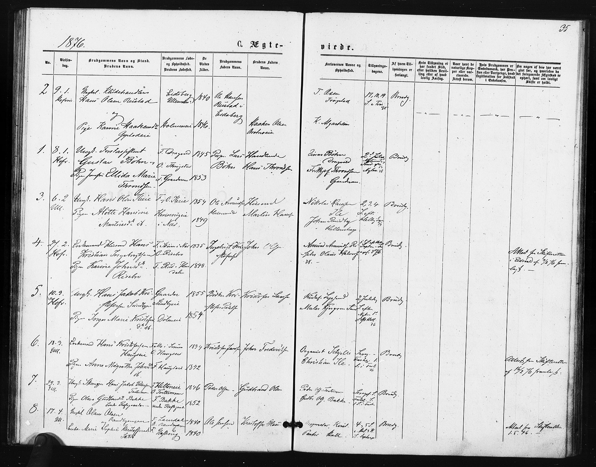 Ullensaker prestekontor Kirkebøker, AV/SAO-A-10236a/F/Fa/L0018: Ministerialbok nr. I 18, 1876-1877, s. 35