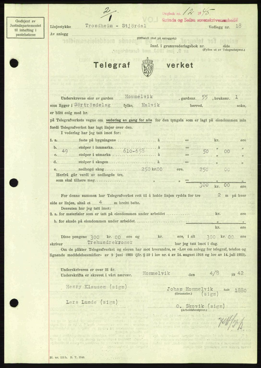 Strinda og Selbu sorenskriveri, SAT/A-0015/2/2C: Pantebok nr. A9, 1944-1945, Dagboknr: 12/1945