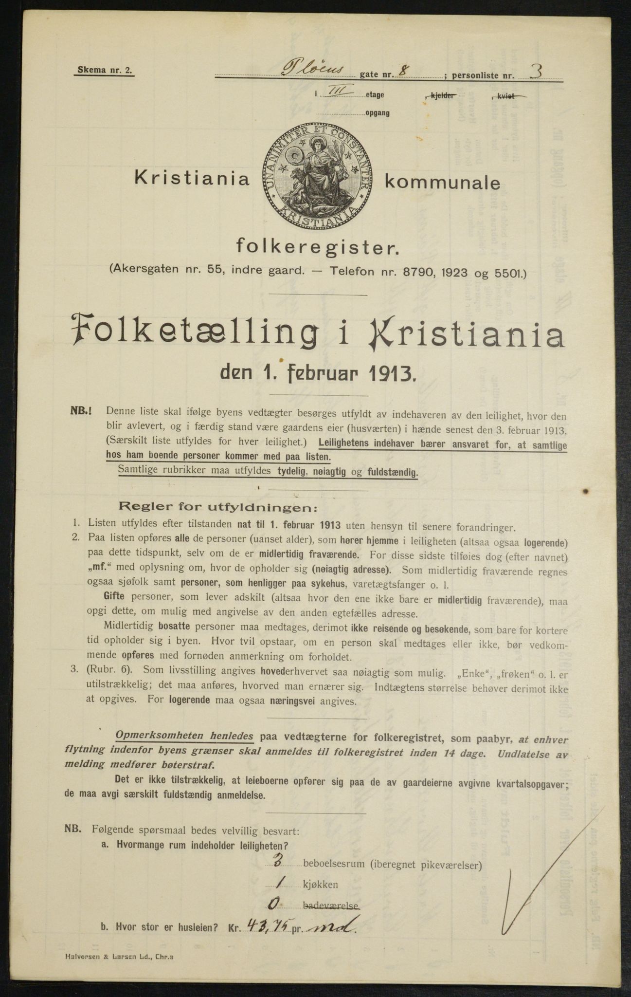 OBA, Kommunal folketelling 1.2.1913 for Kristiania, 1913, s. 81069