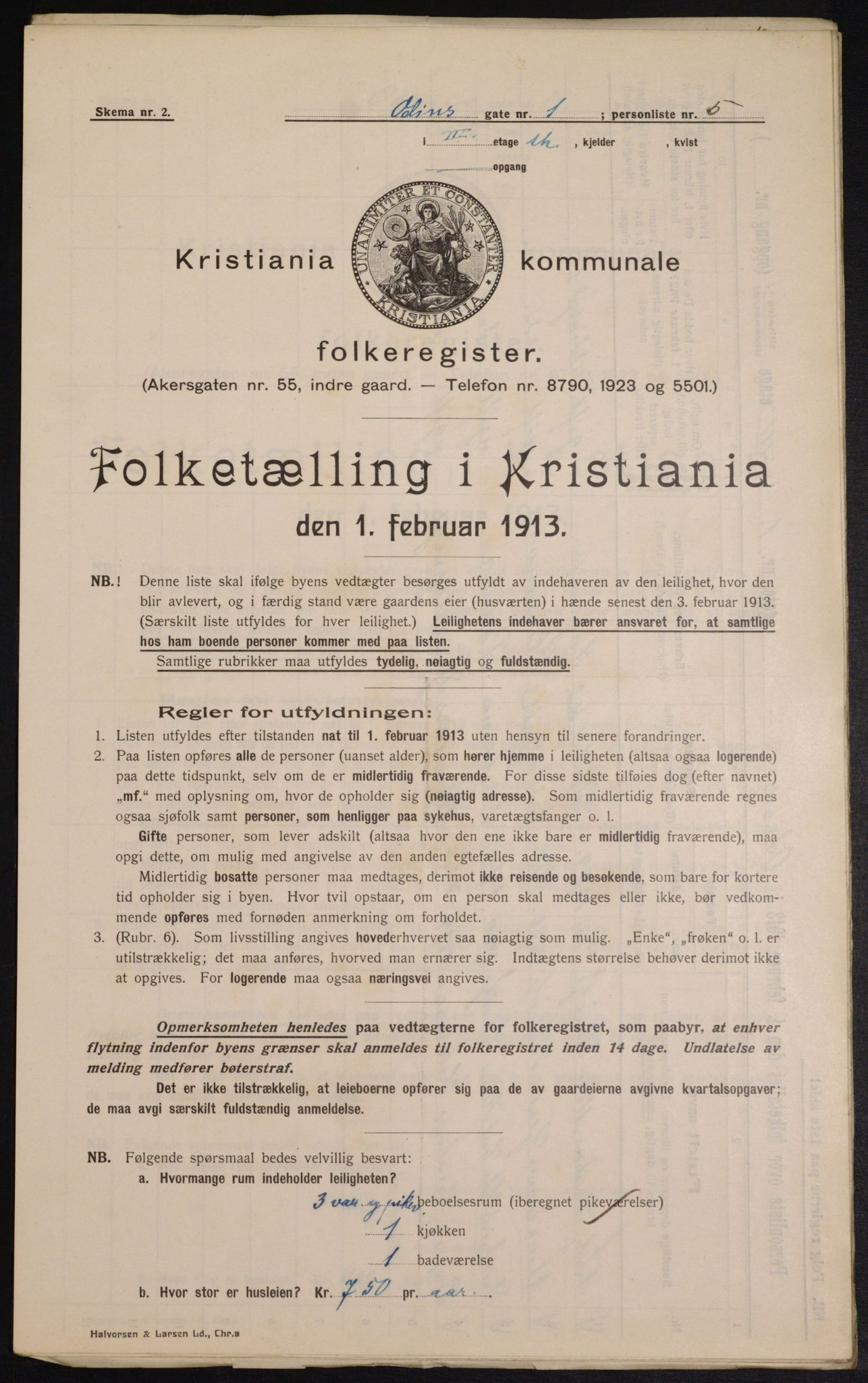 OBA, Kommunal folketelling 1.2.1913 for Kristiania, 1913, s. 74584