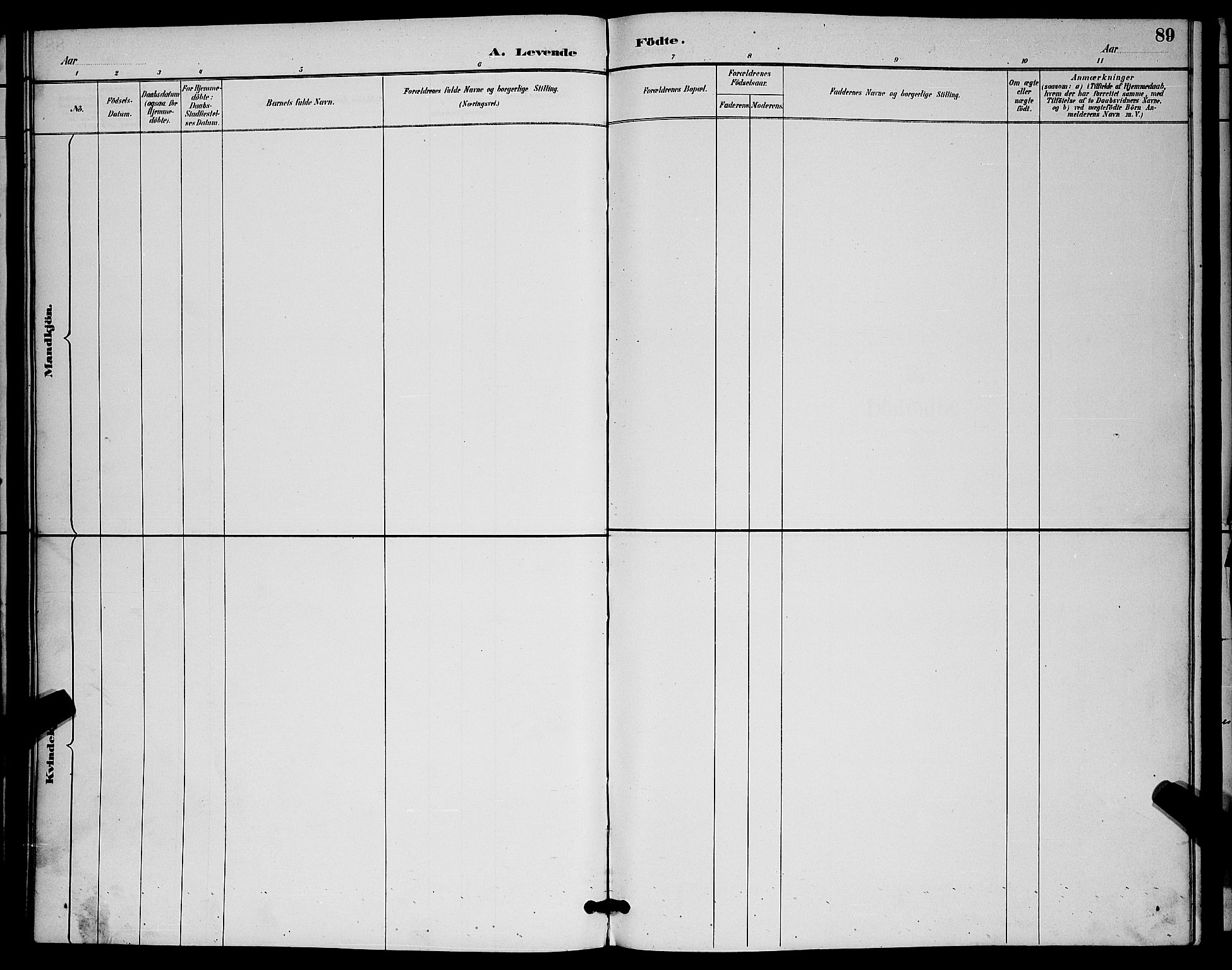 Ibestad sokneprestembete, SATØ/S-0077/H/Ha/Hab/L0015klokker: Klokkerbok nr. 15, 1888-1899, s. 89