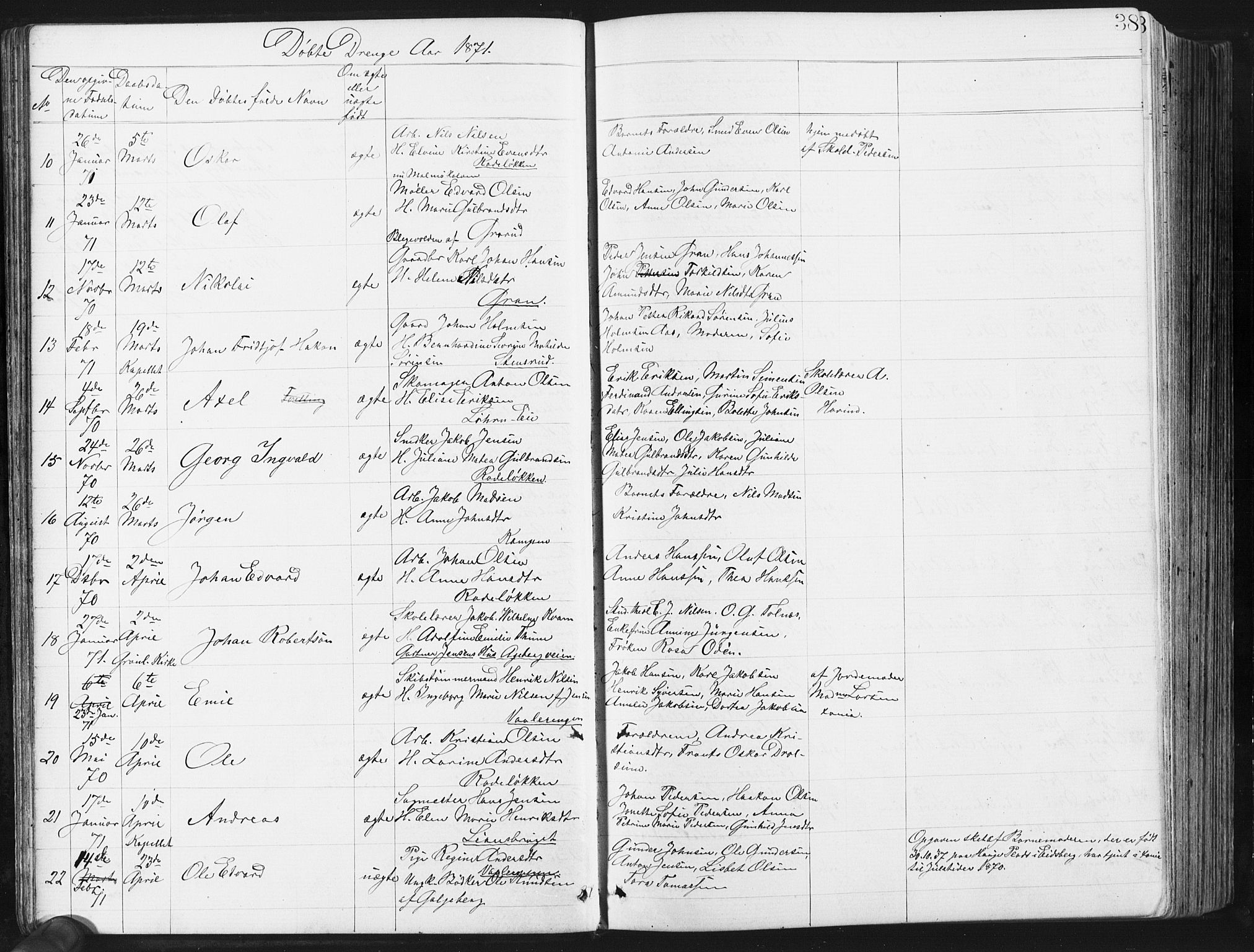 Østre Aker prestekontor Kirkebøker, AV/SAO-A-10840/G/Ga/L0003: Klokkerbok nr. I 3, 1868-1913, s. 38