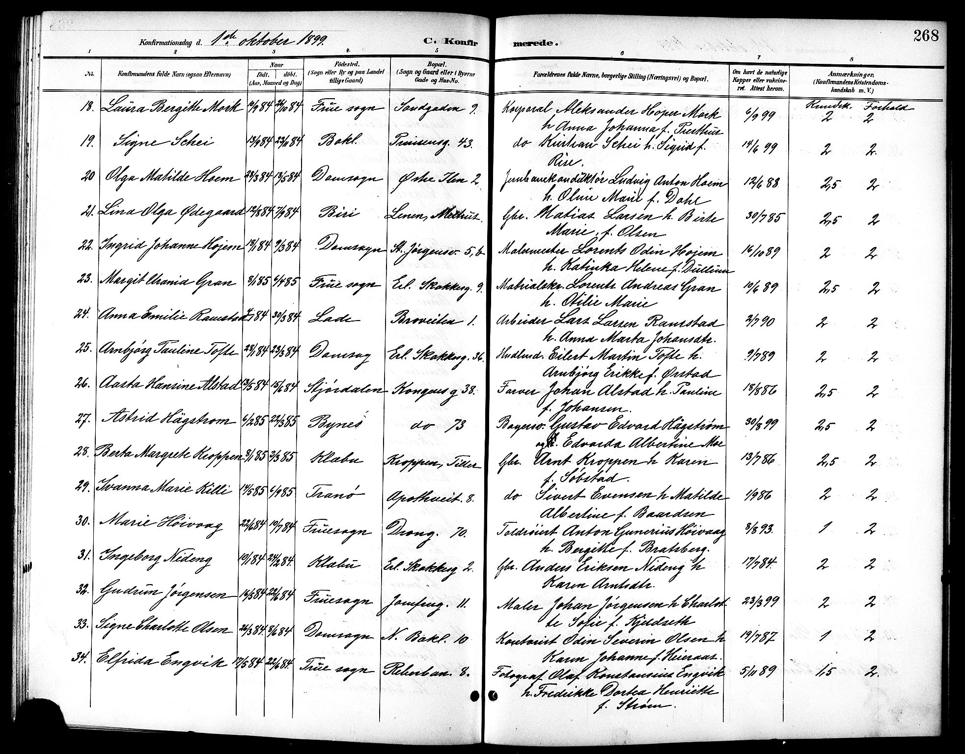 Ministerialprotokoller, klokkerbøker og fødselsregistre - Sør-Trøndelag, SAT/A-1456/601/L0094: Klokkerbok nr. 601C12, 1898-1911, s. 268