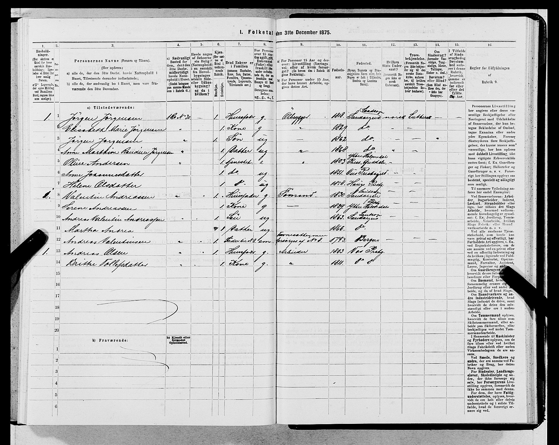 SAB, Folketelling 1875 for 1281L Bergen landdistrikt, Domkirkens landsokn og Sandvikens landsokn, 1875, s. 344