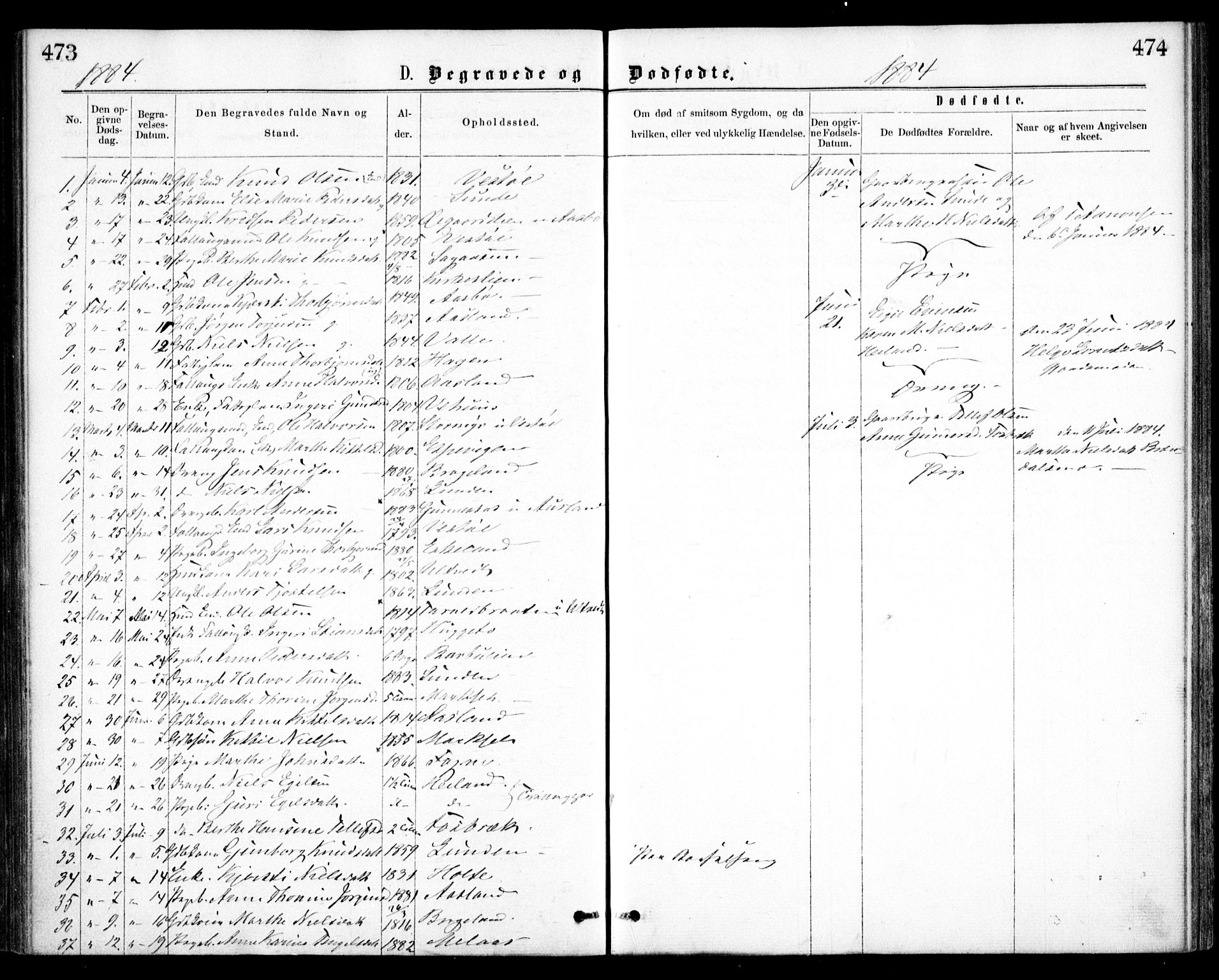 Gjerstad sokneprestkontor, AV/SAK-1111-0014/F/Fa/Faa/L0008: Ministerialbok nr. A 8, 1876-1884, s. 473-474