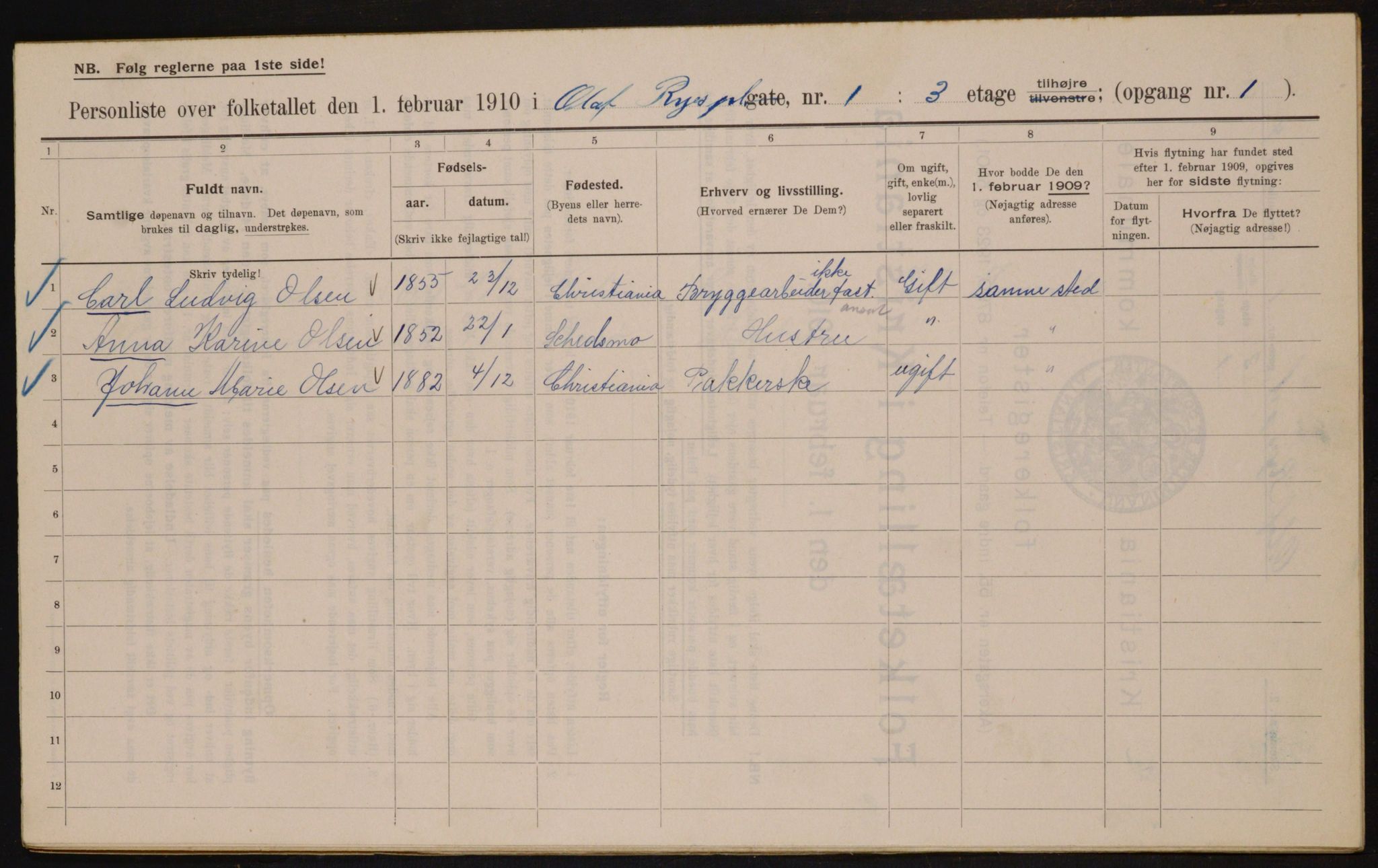 OBA, Kommunal folketelling 1.2.1910 for Kristiania, 1910, s. 72301