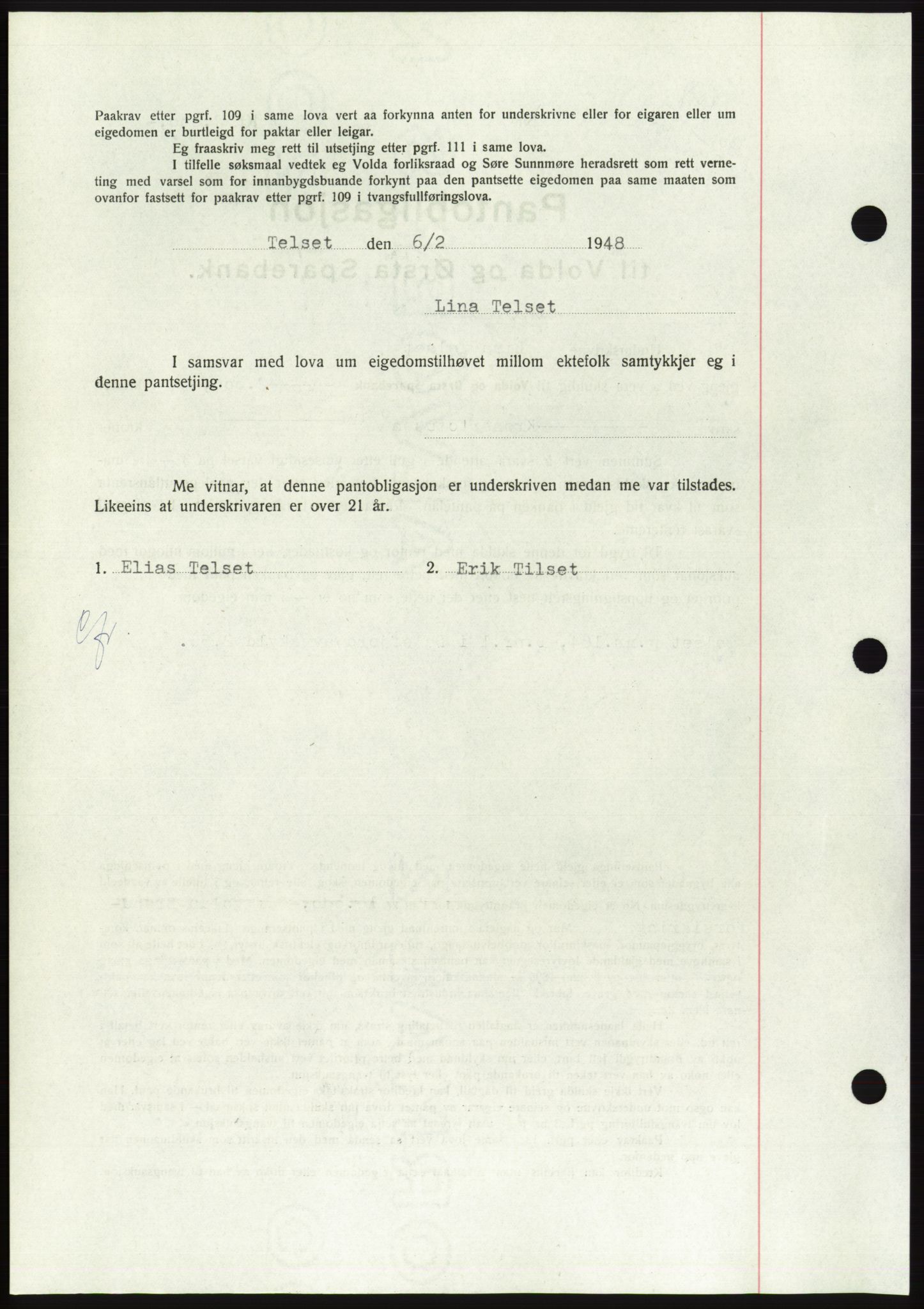 Søre Sunnmøre sorenskriveri, AV/SAT-A-4122/1/2/2C/L0115: Pantebok nr. 3B, 1947-1948, Dagboknr: 198/1948