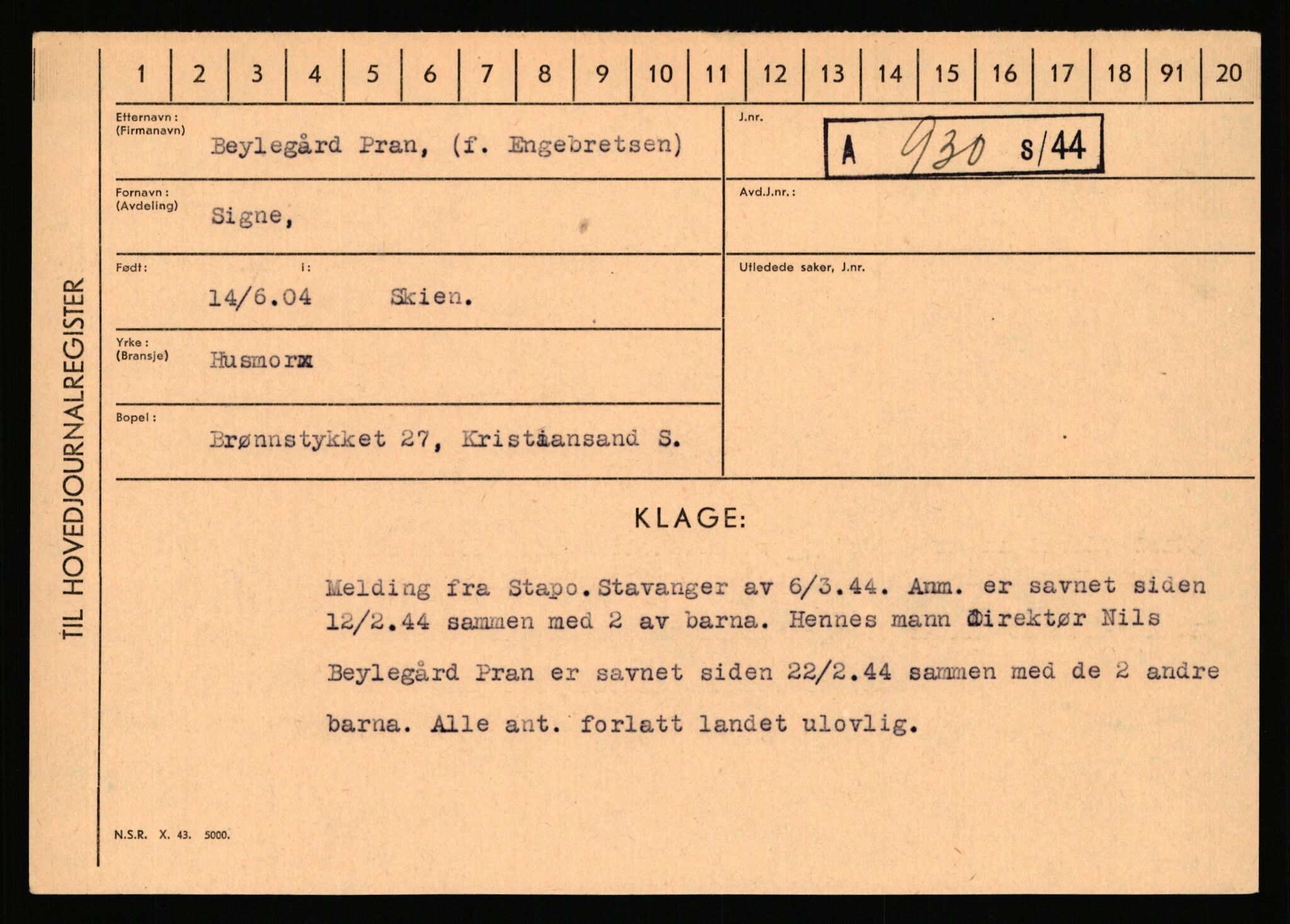 Statspolitiet - Hovedkontoret / Osloavdelingen, AV/RA-S-1329/C/Ca/L0002: Arneberg - Brand, 1943-1945, s. 3175