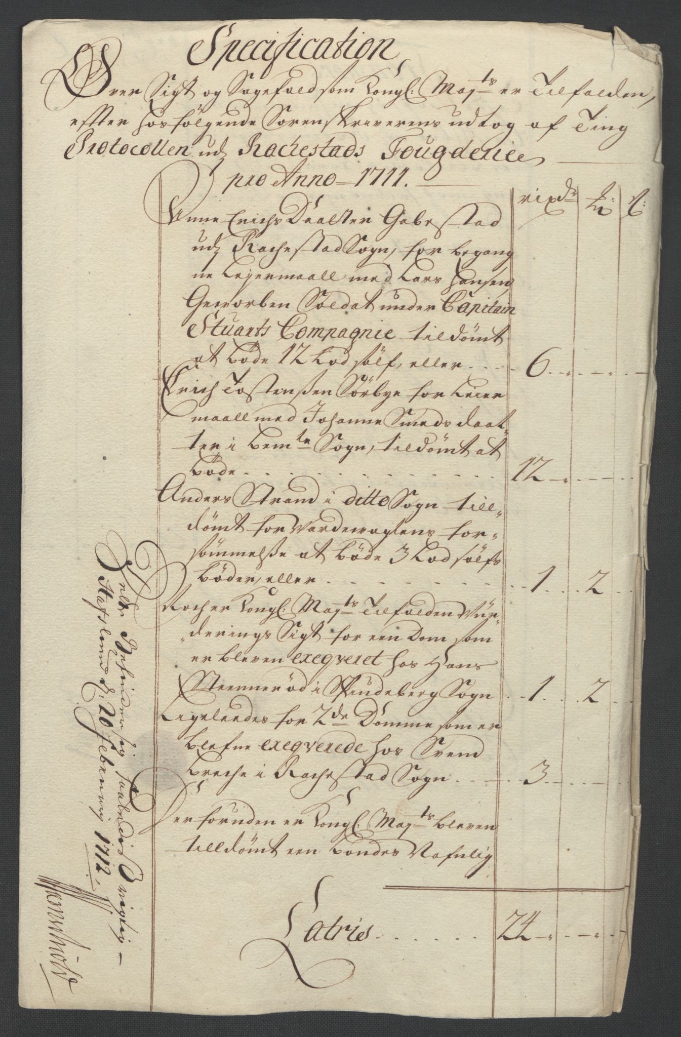Rentekammeret inntil 1814, Reviderte regnskaper, Fogderegnskap, RA/EA-4092/R07/L0303: Fogderegnskap Rakkestad, Heggen og Frøland, 1711, s. 38