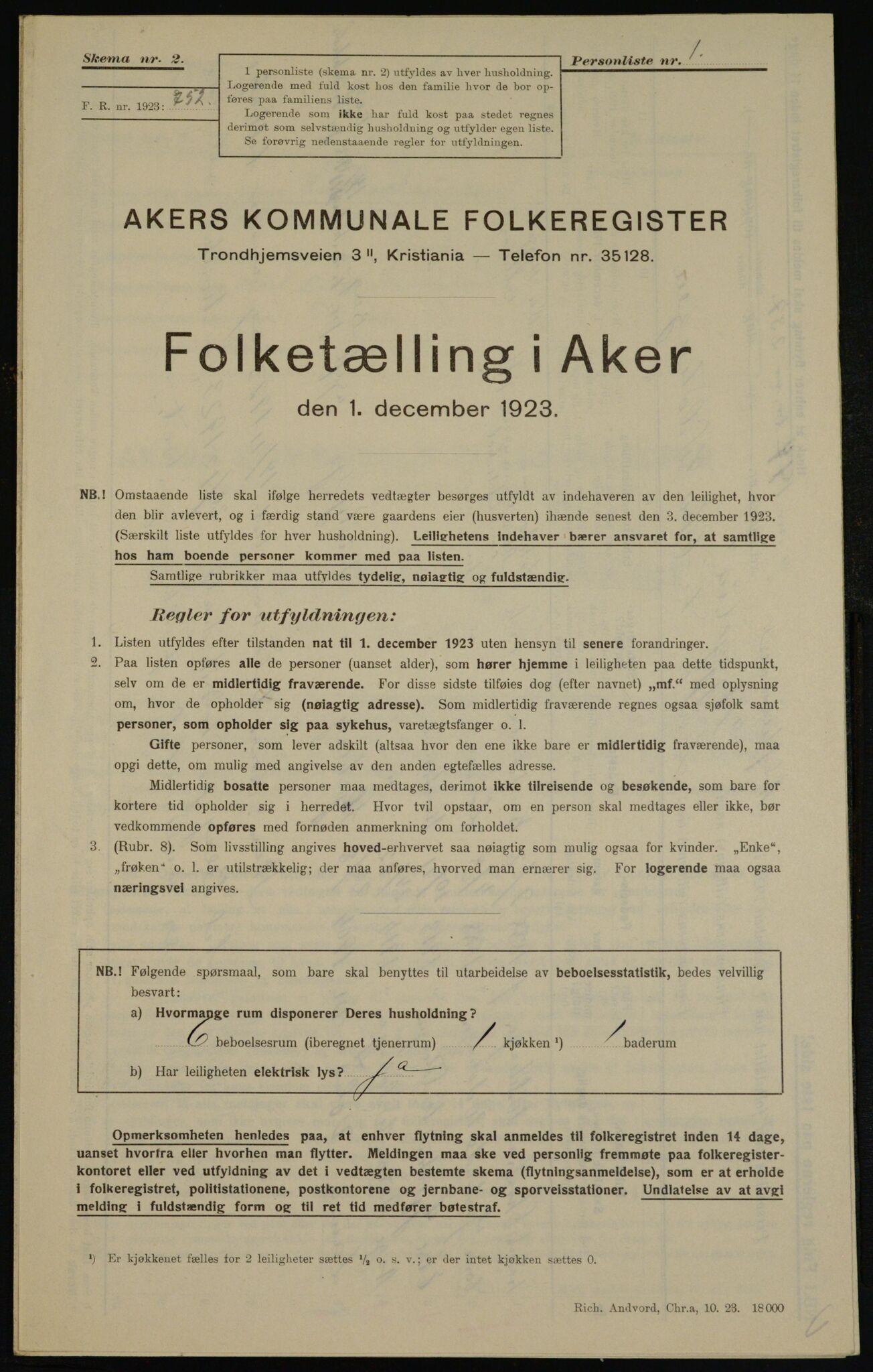 , Kommunal folketelling 1.12.1923 for Aker, 1923, s. 41260