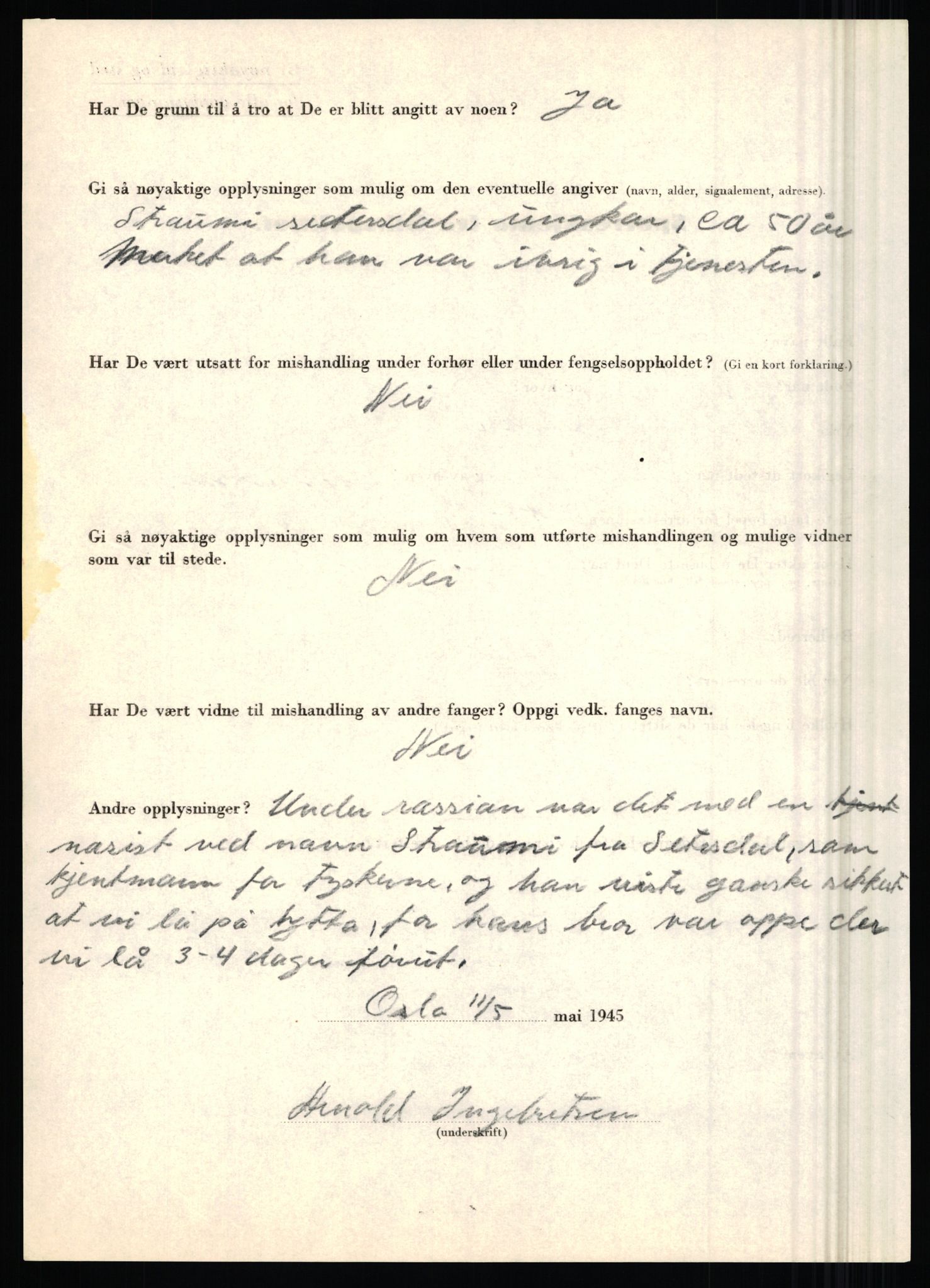 Rikspolitisjefen, AV/RA-S-1560/L/L0007: Heen, Erik C. - Iversen, Trygve, 1940-1945, s. 1104