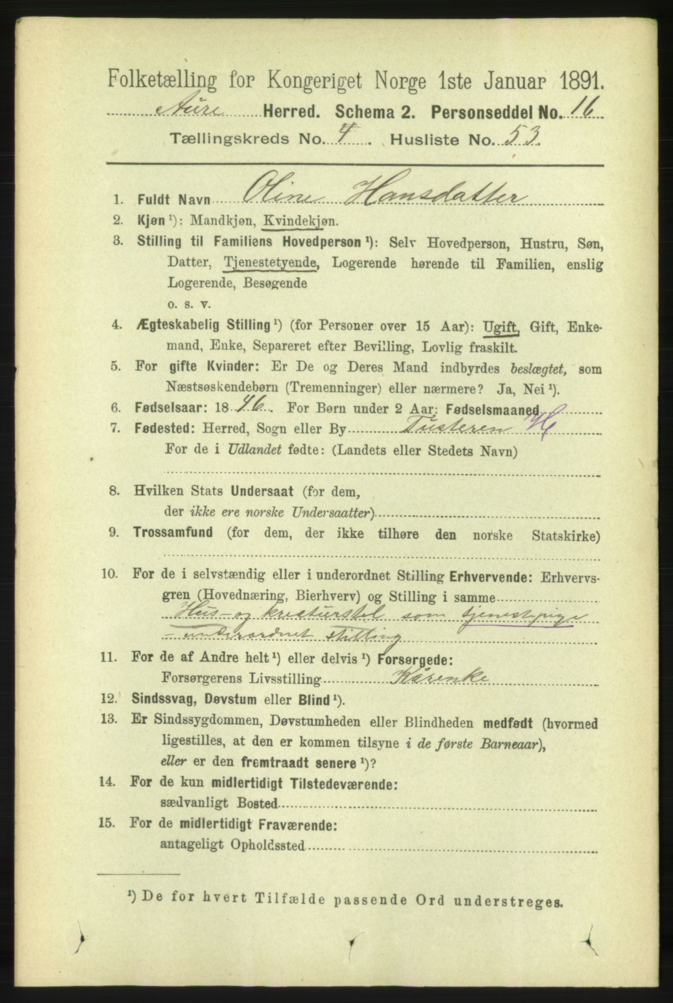 RA, Folketelling 1891 for 1569 Aure herred, 1891, s. 2397