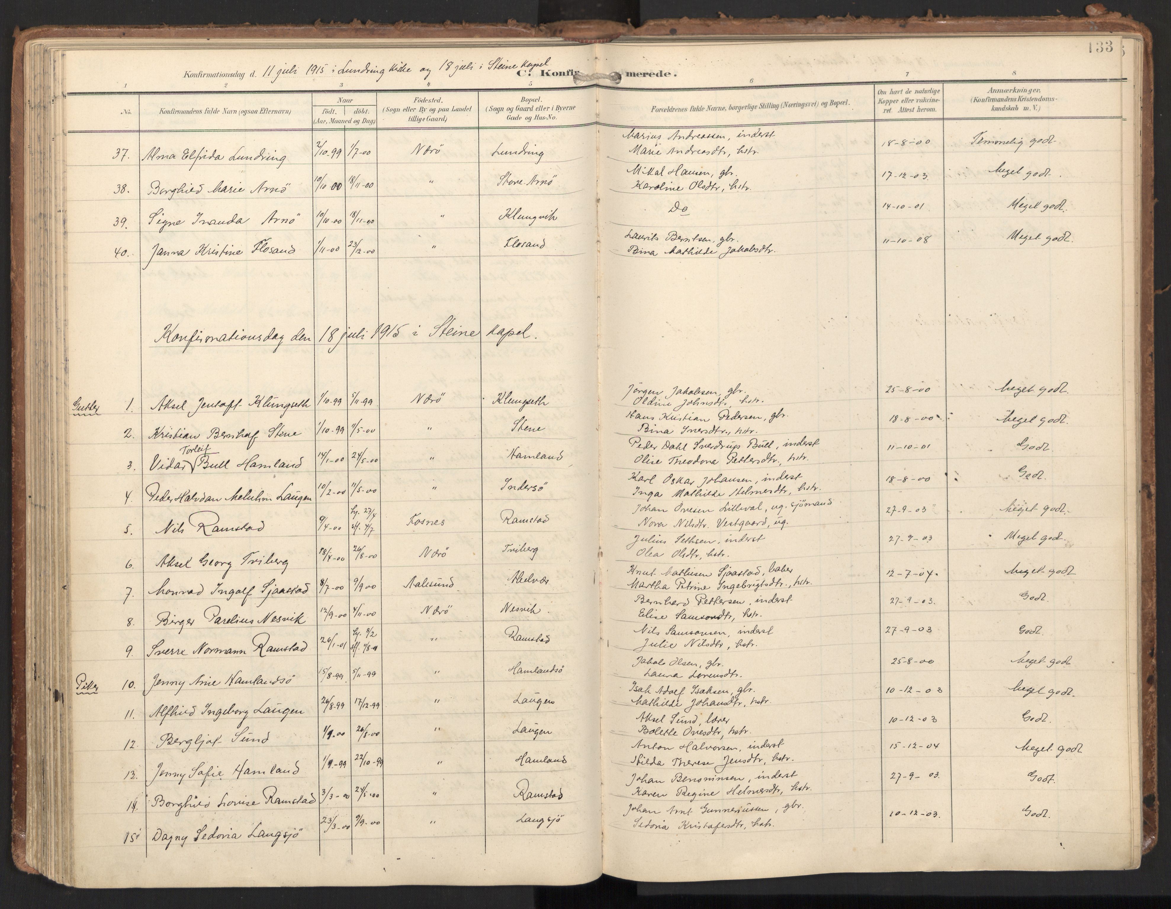 Ministerialprotokoller, klokkerbøker og fødselsregistre - Nord-Trøndelag, AV/SAT-A-1458/784/L0677: Ministerialbok nr. 784A12, 1900-1920, s. 133