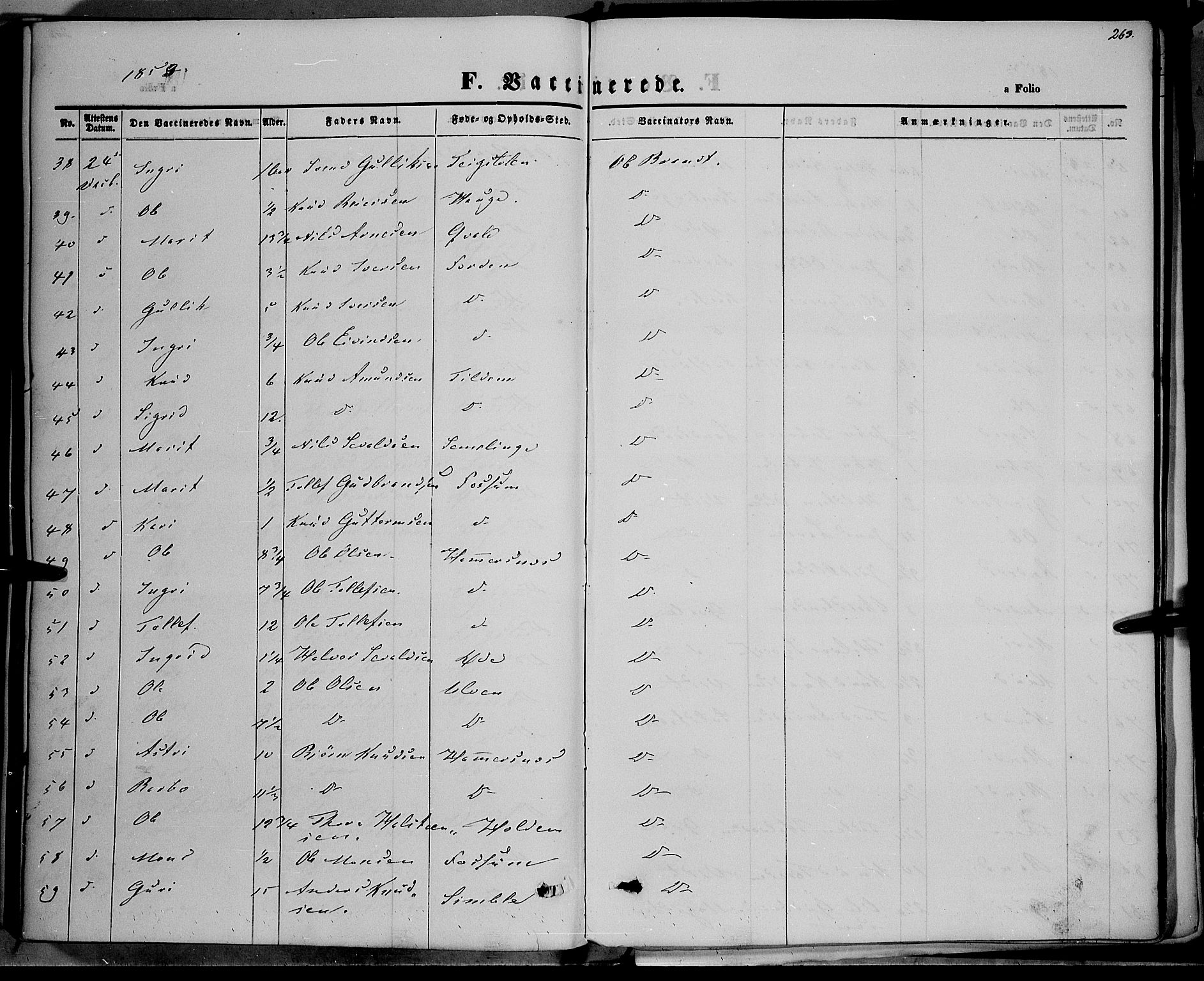 Vestre Slidre prestekontor, AV/SAH-PREST-136/H/Ha/Haa/L0001: Ministerialbok nr. 1, 1844-1855, s. 263