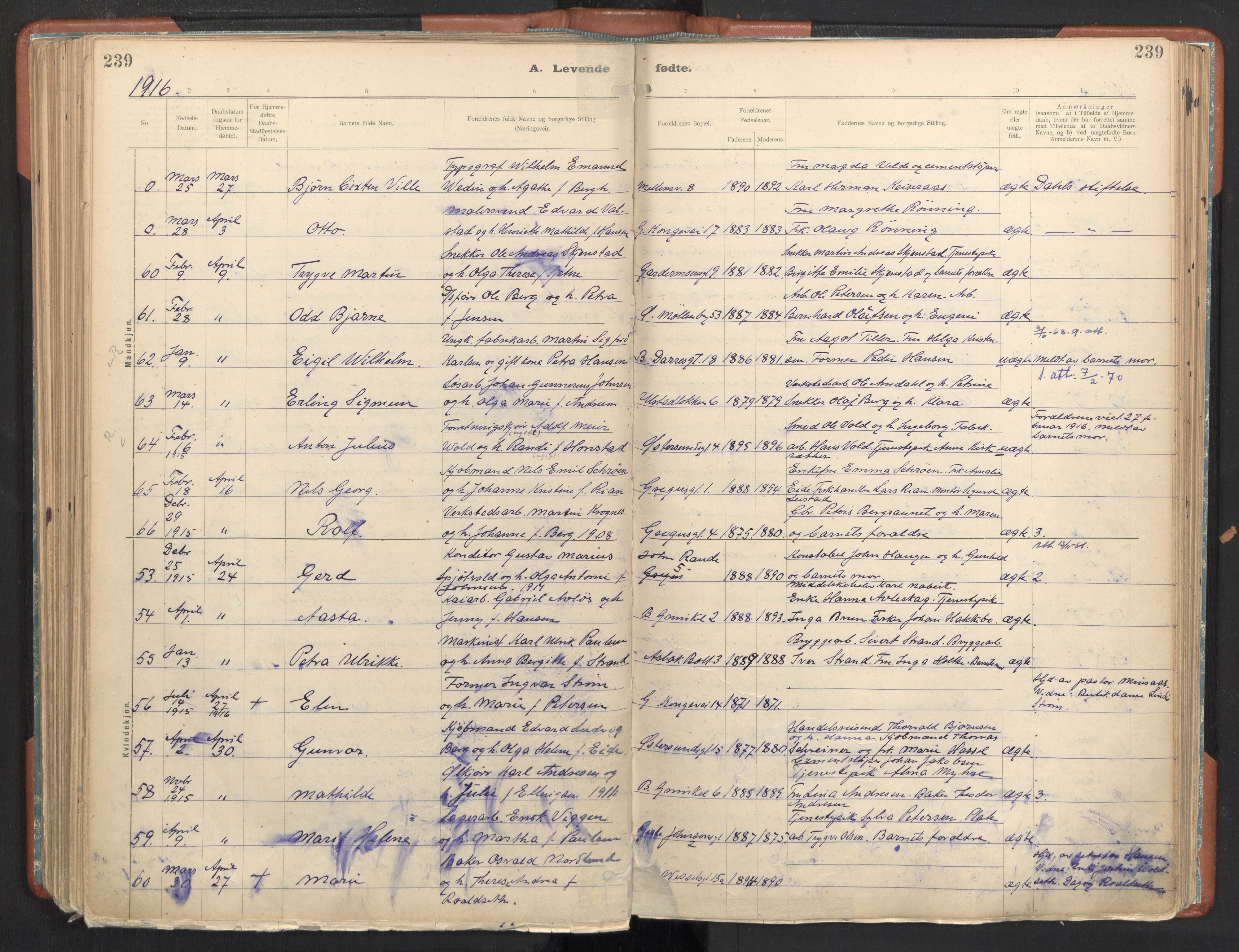 Ministerialprotokoller, klokkerbøker og fødselsregistre - Sør-Trøndelag, SAT/A-1456/605/L0243: Ministerialbok nr. 605A05, 1908-1923, s. 239
