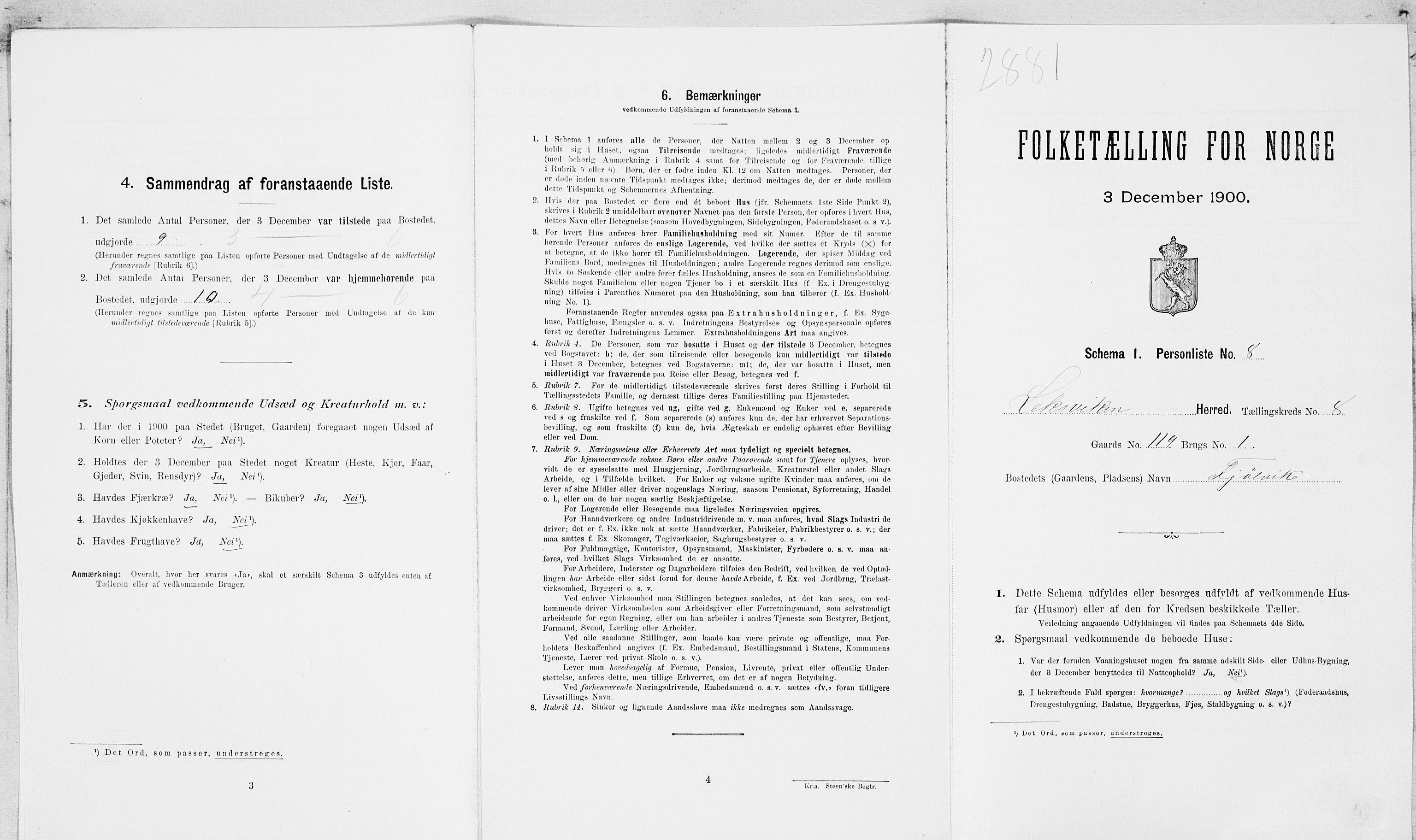 SAT, Folketelling 1900 for 1718 Leksvik herred, 1900, s. 923