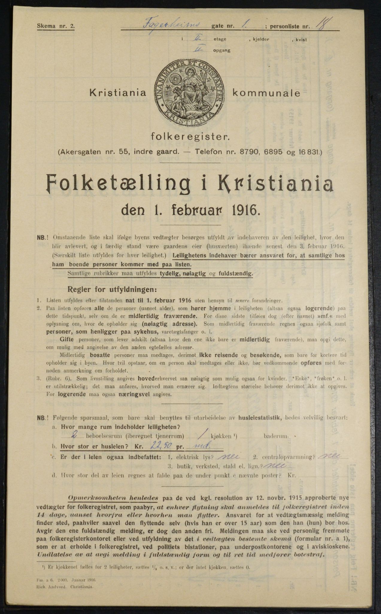 OBA, Kommunal folketelling 1.2.1916 for Kristiania, 1916, s. 23466