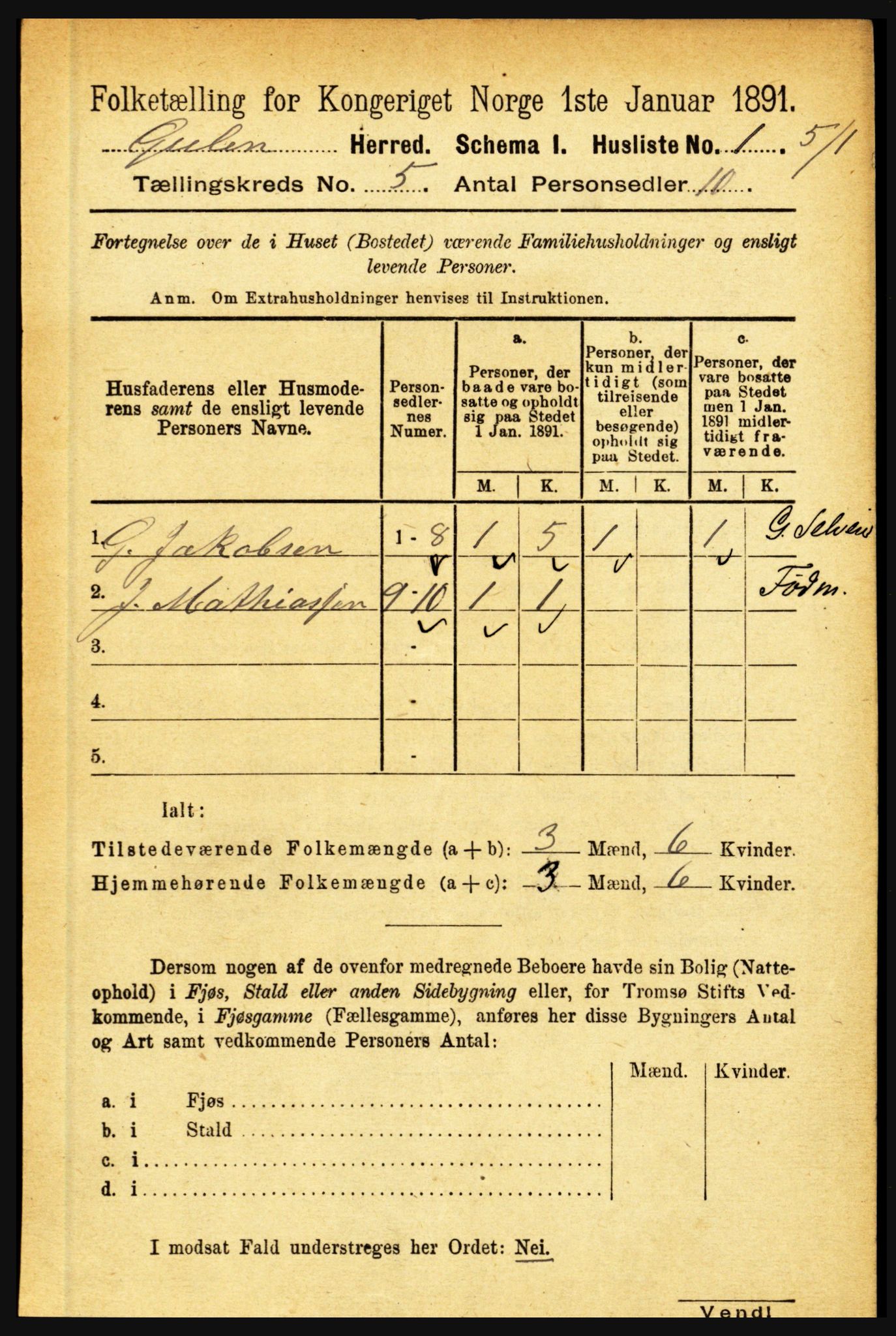 RA, Folketelling 1891 for 1411 Gulen herred, 1891, s. 1618