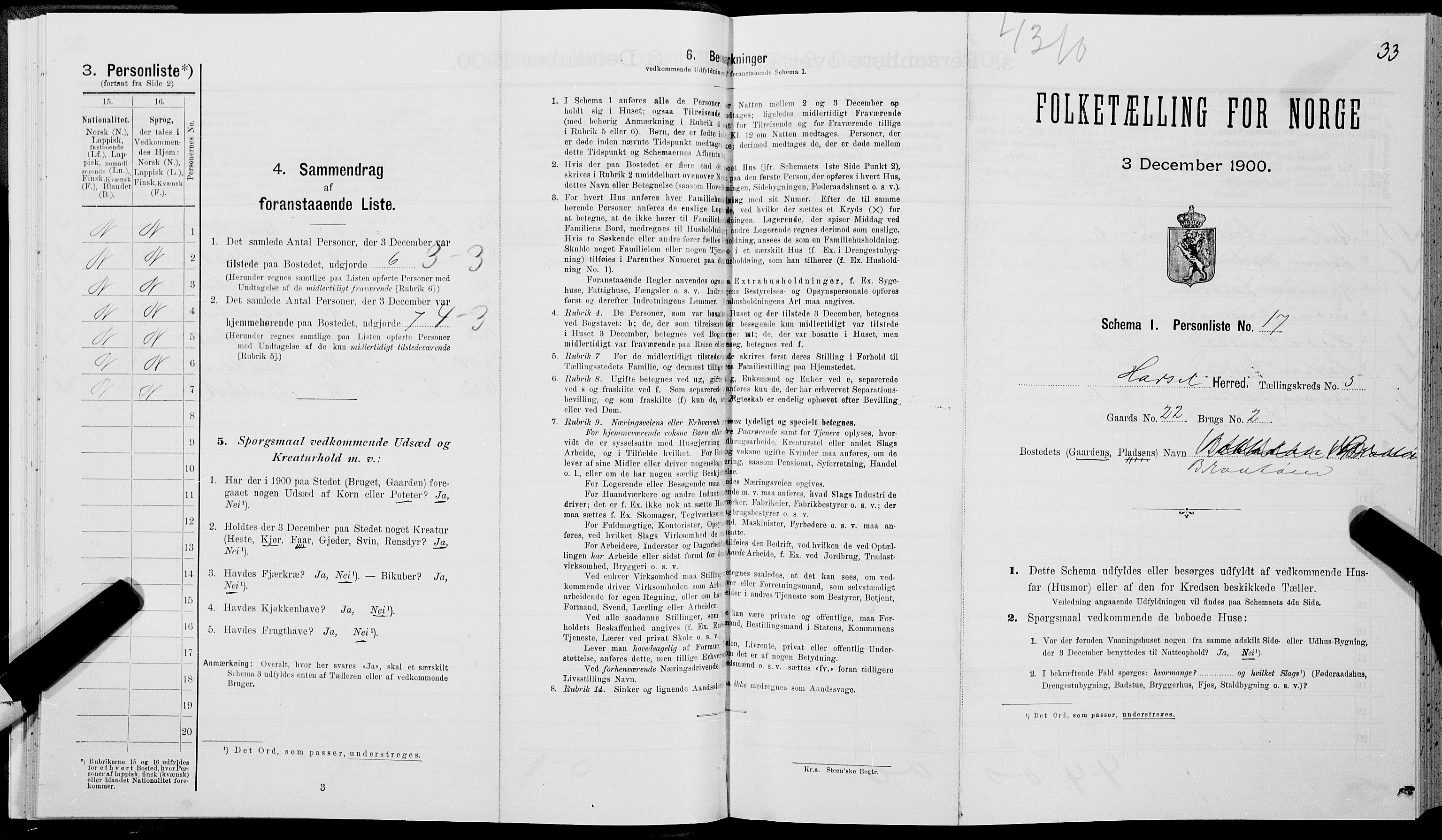 SAT, Folketelling 1900 for 1866 Hadsel herred, 1900, s. 497