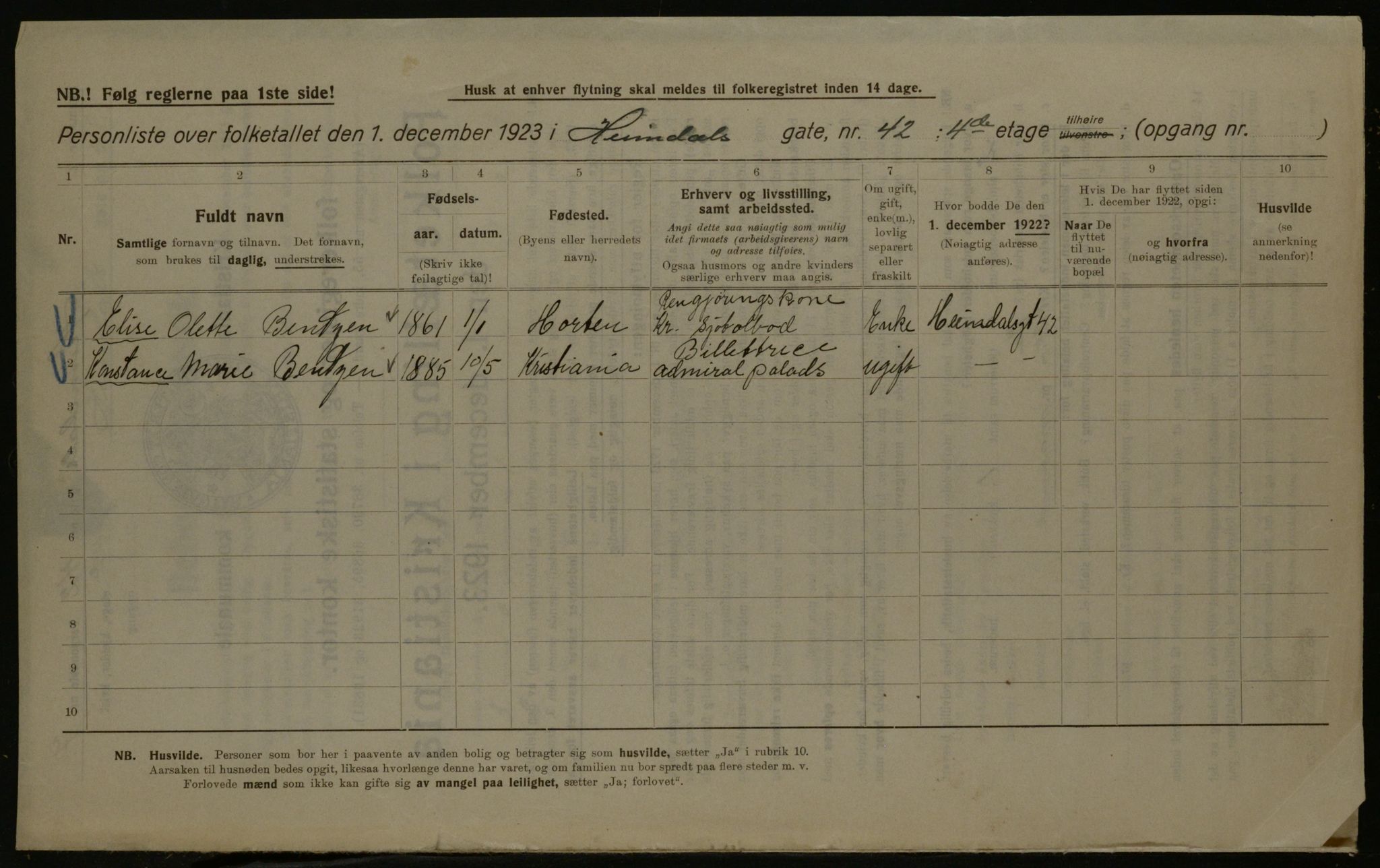 OBA, Kommunal folketelling 1.12.1923 for Kristiania, 1923, s. 42173