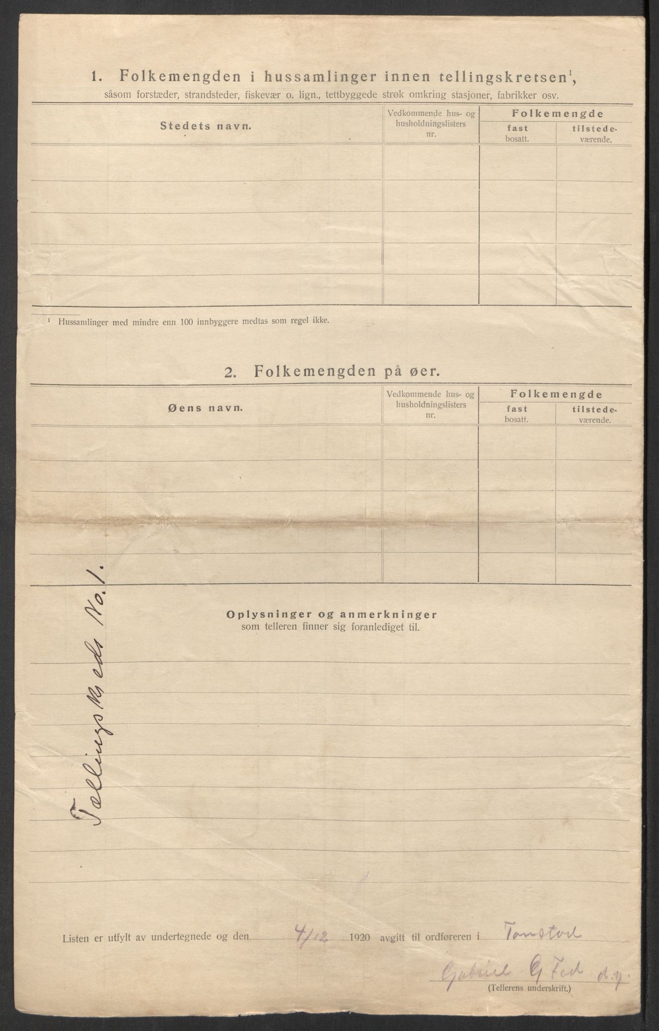 SAK, Folketelling 1920 for 1046 Tonstad herred, 1920, s. 13