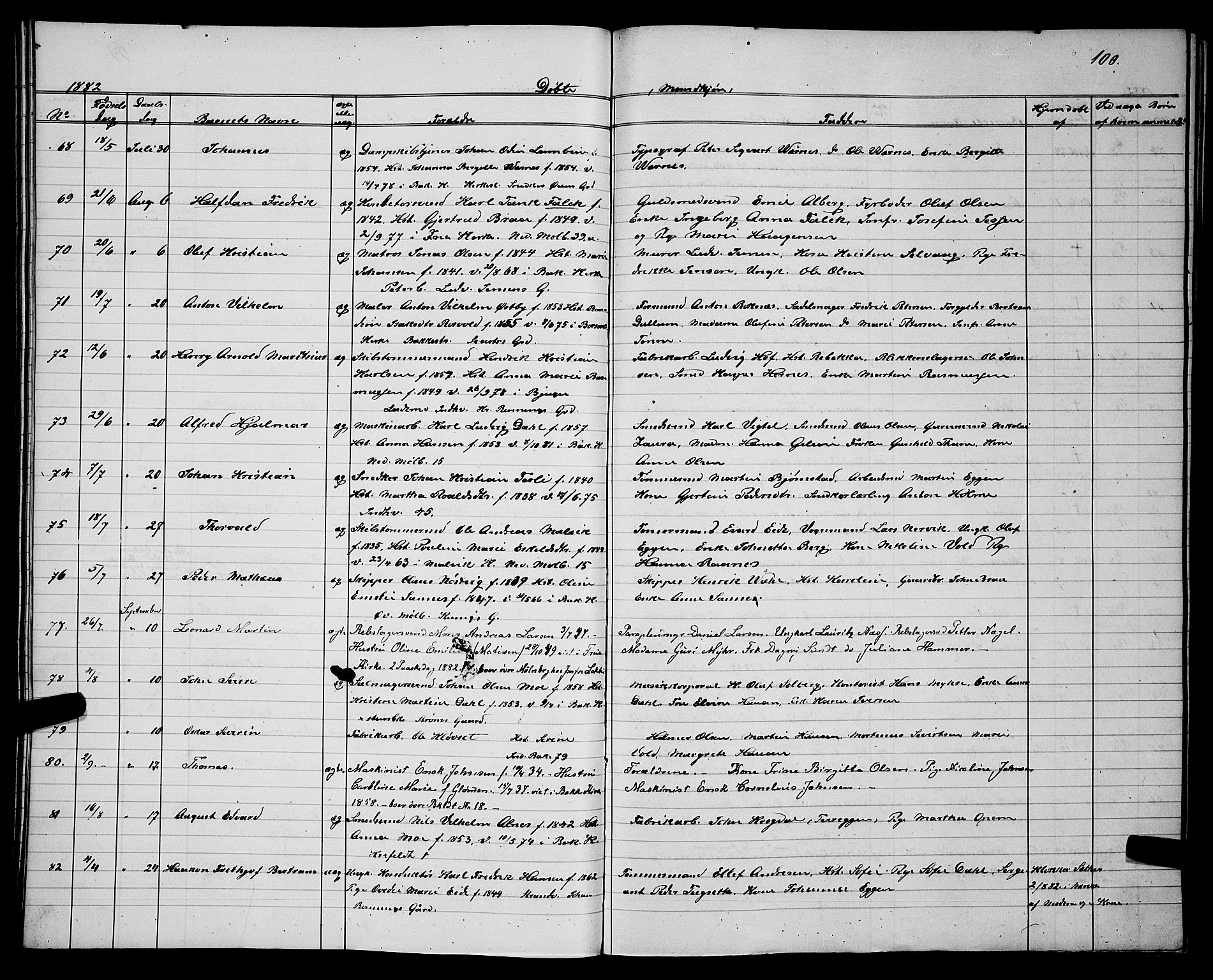 Ministerialprotokoller, klokkerbøker og fødselsregistre - Sør-Trøndelag, SAT/A-1456/604/L0220: Klokkerbok nr. 604C03, 1870-1885, s. 100